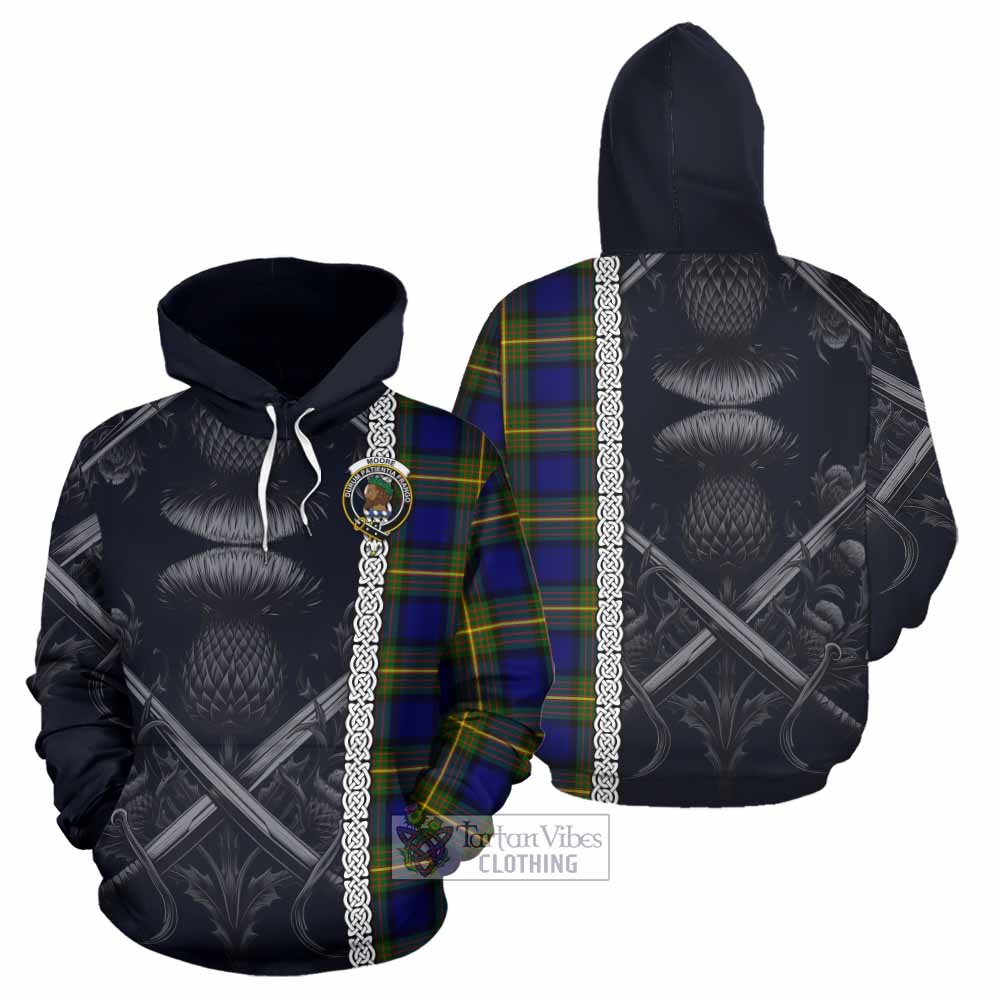 Moore Tartan Hoodie with Family Crest Cross Sword Thistle Celtic Vibes - Tartan Vibes Clothing