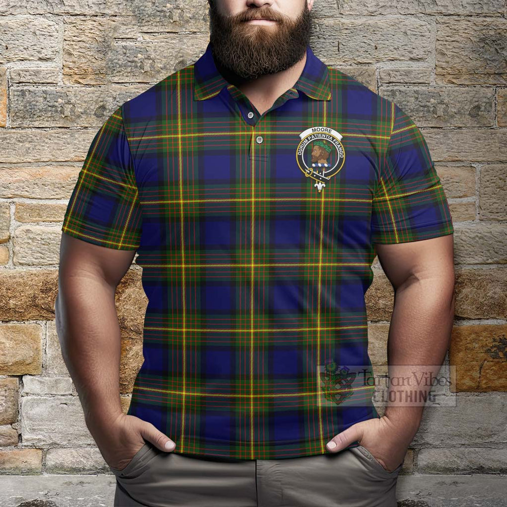 Moore Tartan Polo Shirt with Family Crest Celtic Skull Style - Tartan Vibes Clothing