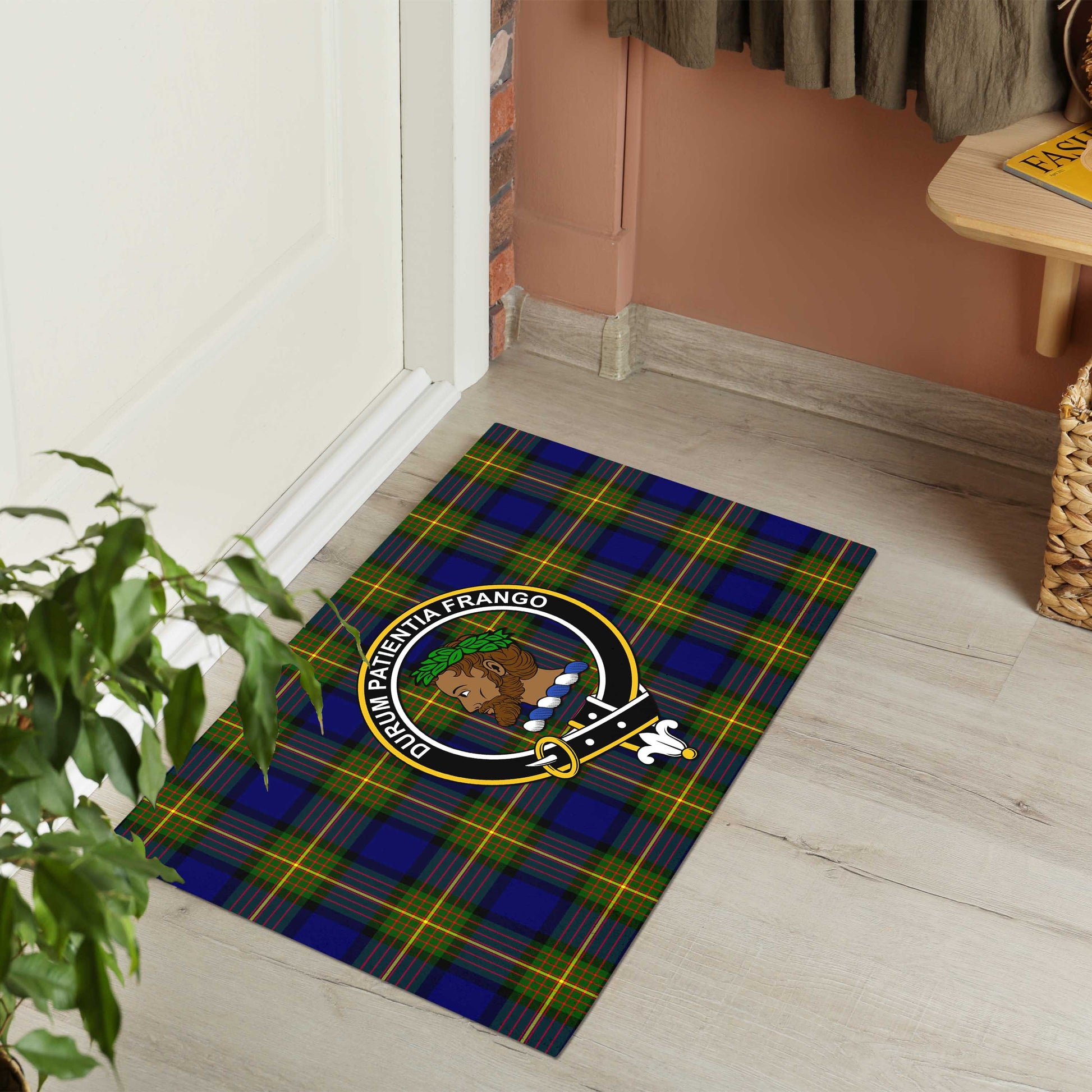 Moore Tartan Rubber Doormat with Family Crest - Tartan Vibes Clothing