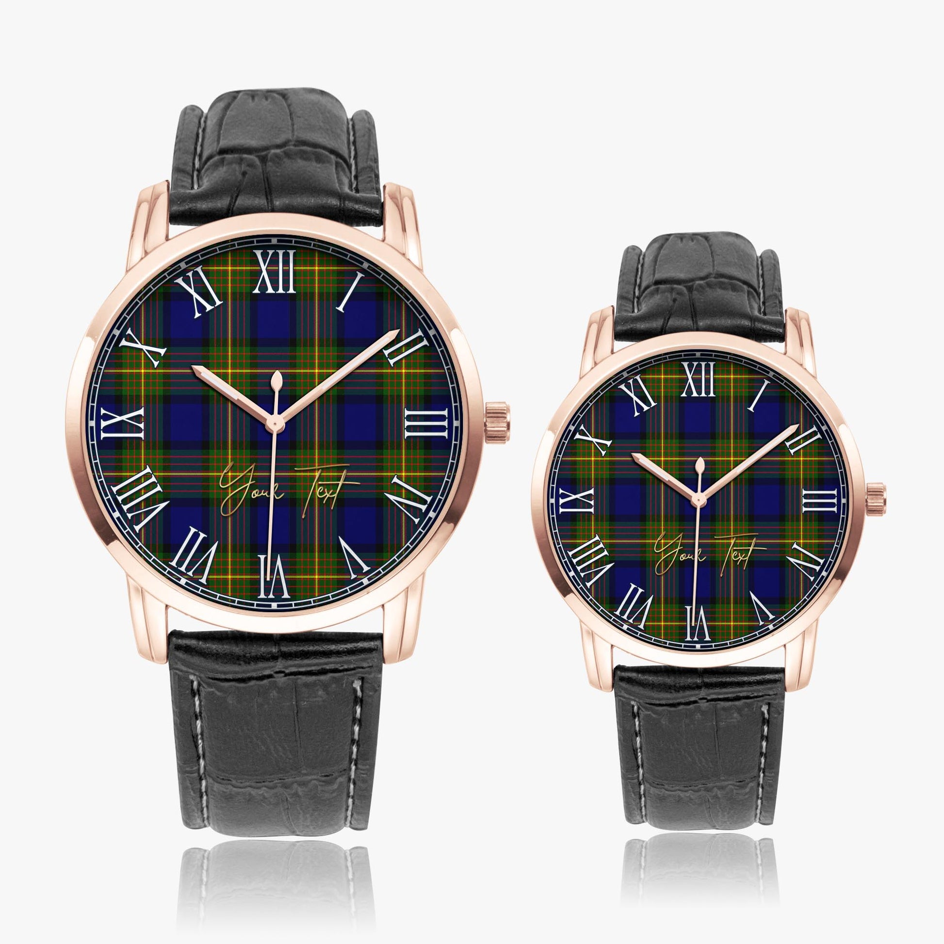 Moore Tartan Personalized Your Text Leather Trap Quartz Watch - Tartan Vibes Clothing