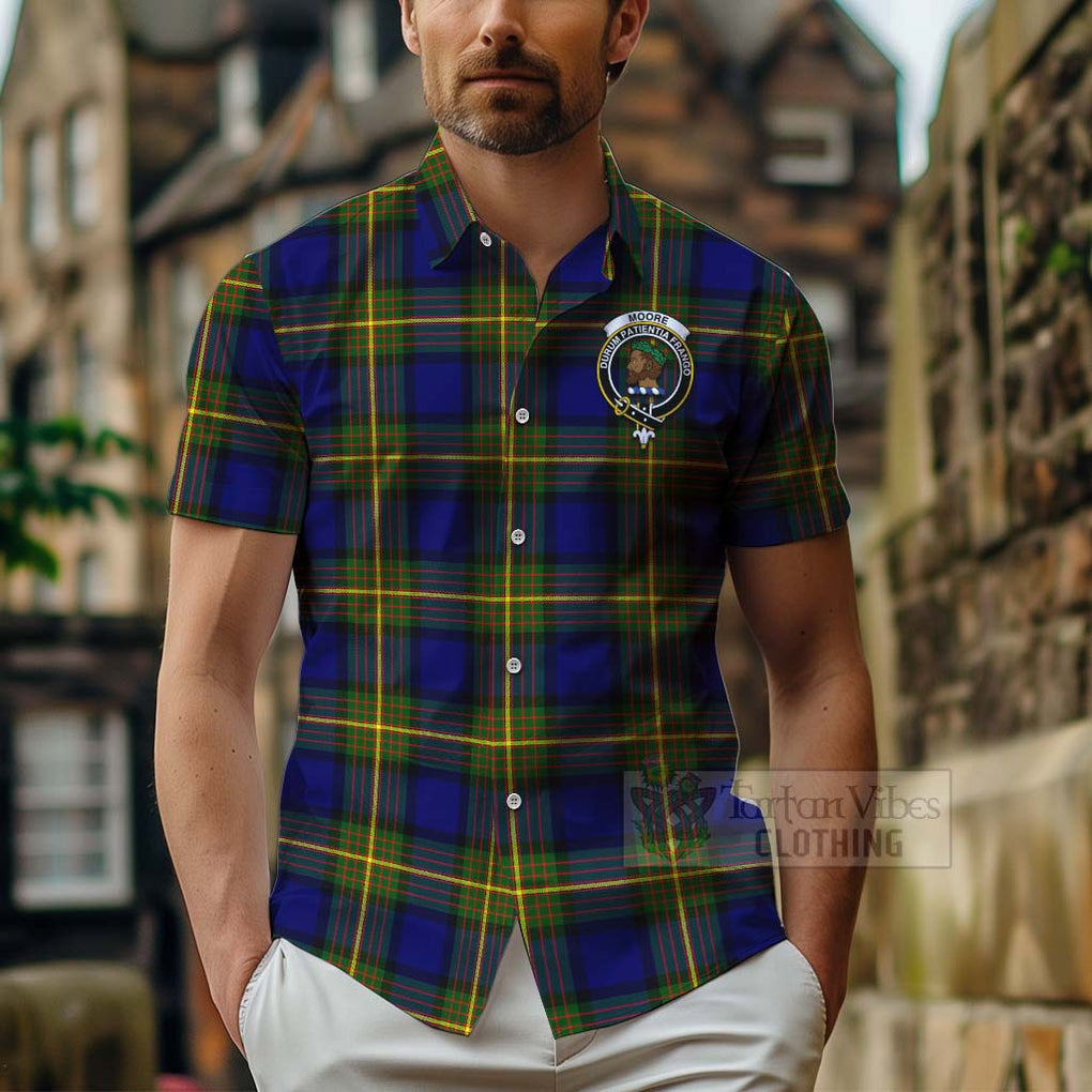 Moore Tartan Hawaiian Shirt with Family Crest Celtic Skull Style - Tartan Vibes Clothing