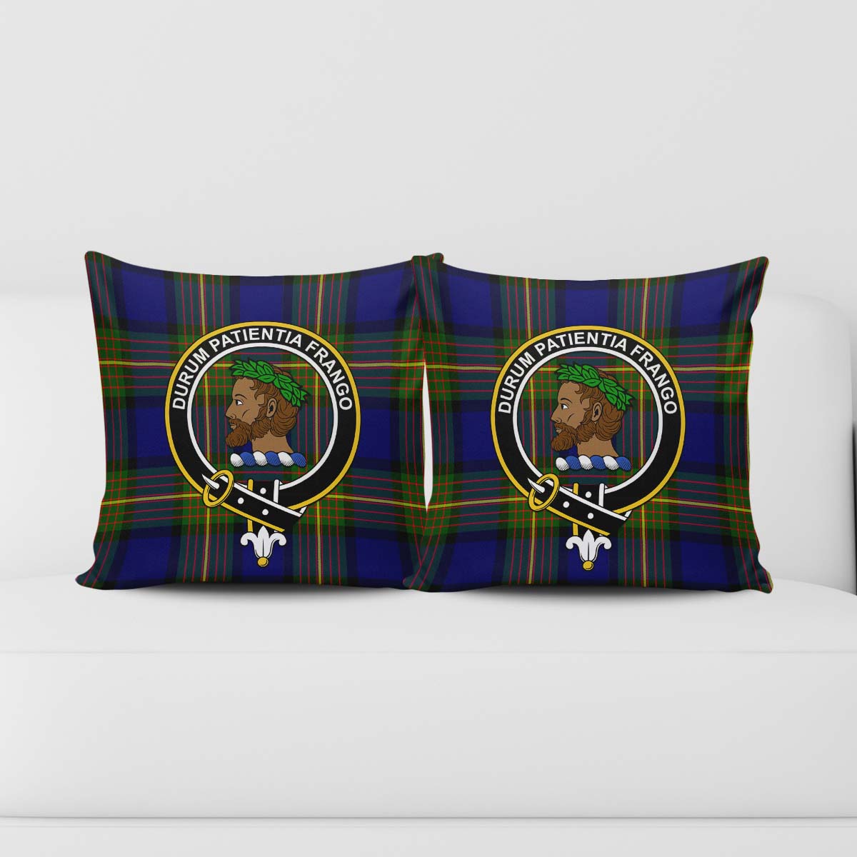 Moore Tartan Pillow Cover with Family Crest - Tartan Vibes Clothing