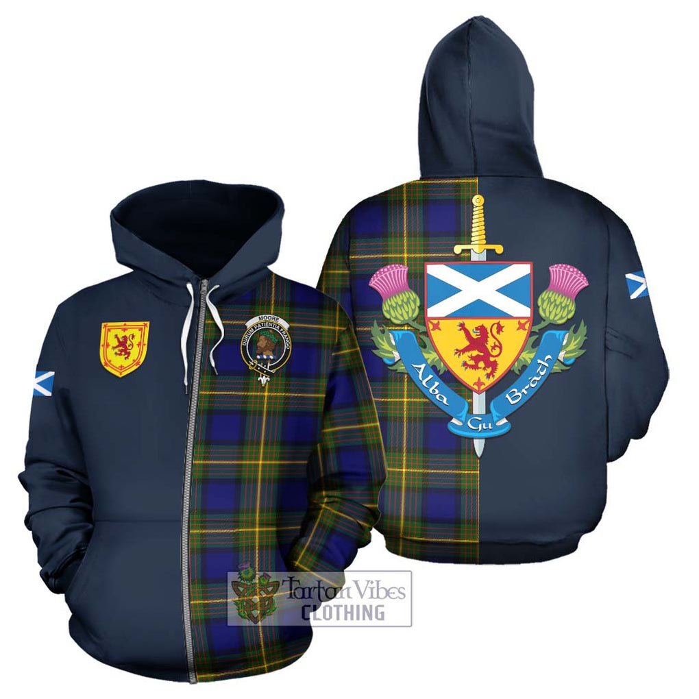 Moore Tartan Hoodie Alba with Scottish Lion Royal Arm Half Style - Tartan Vibes Clothing