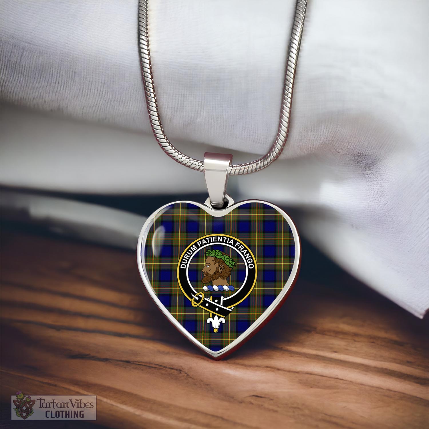 Moore Tartan Heart Necklace with Family Crest - Tartan Vibes Clothing