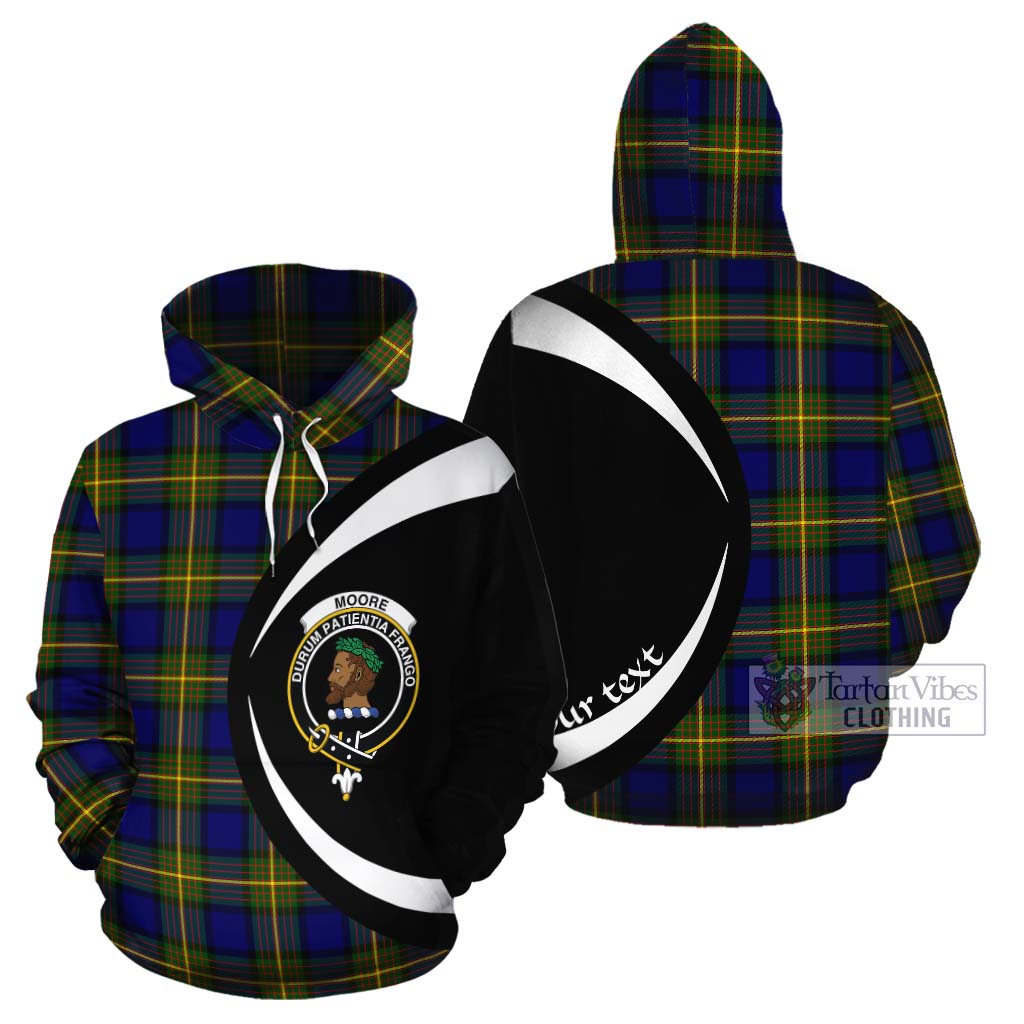 Moore Tartan Cotton Hoodie with Family Crest Circle Style Zip Hoodie - Tartan Vibes Clothing