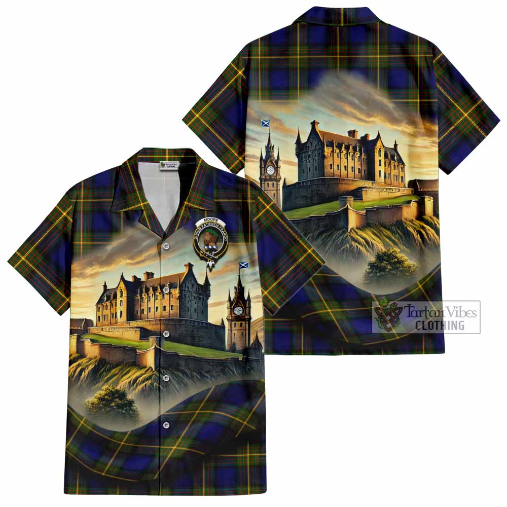 Moore Tartan Family Crest Hawaiian Shirt with Scottish Ancient Castle Style - Tartan Vibes Clothing