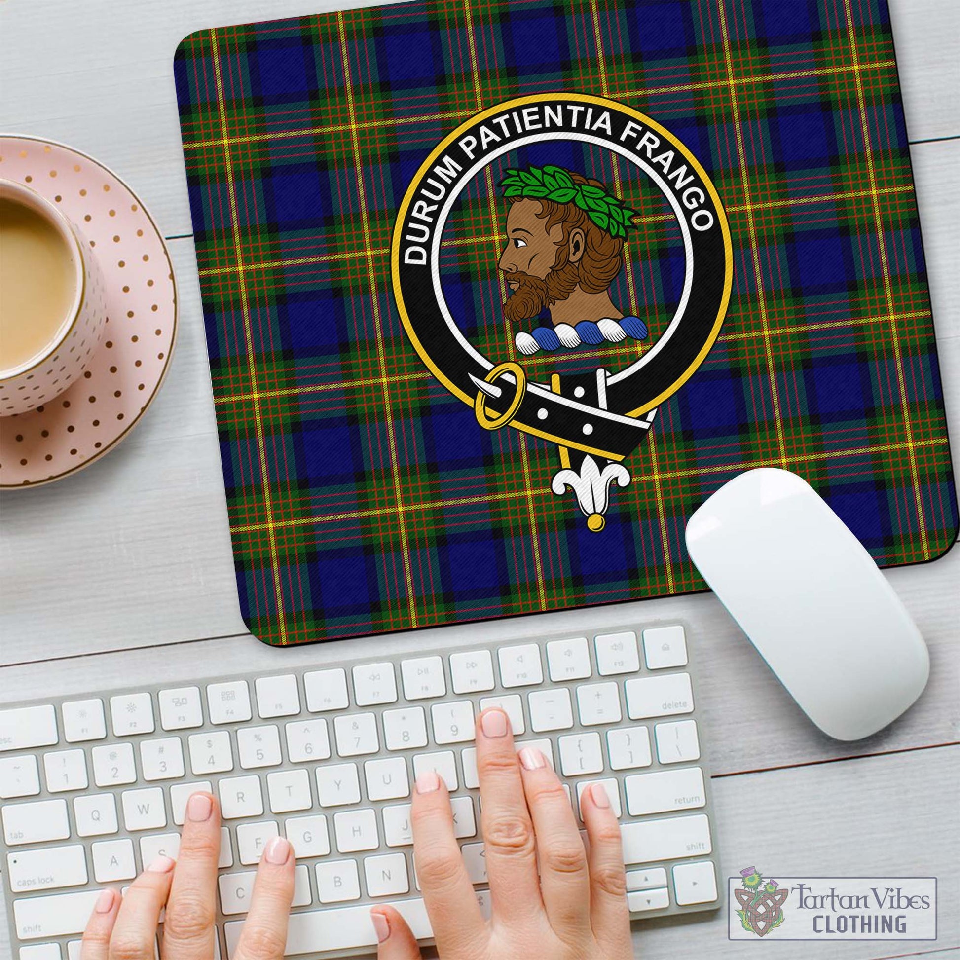 Tartan Vibes Clothing Moore Tartan Mouse Pad with Family Crest