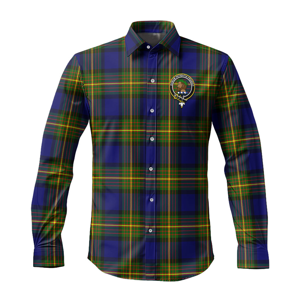 Moore Tartan Long Sleeve Button Up Shirt with Family Crest Men's Shirt - Tartan Vibes Clothing