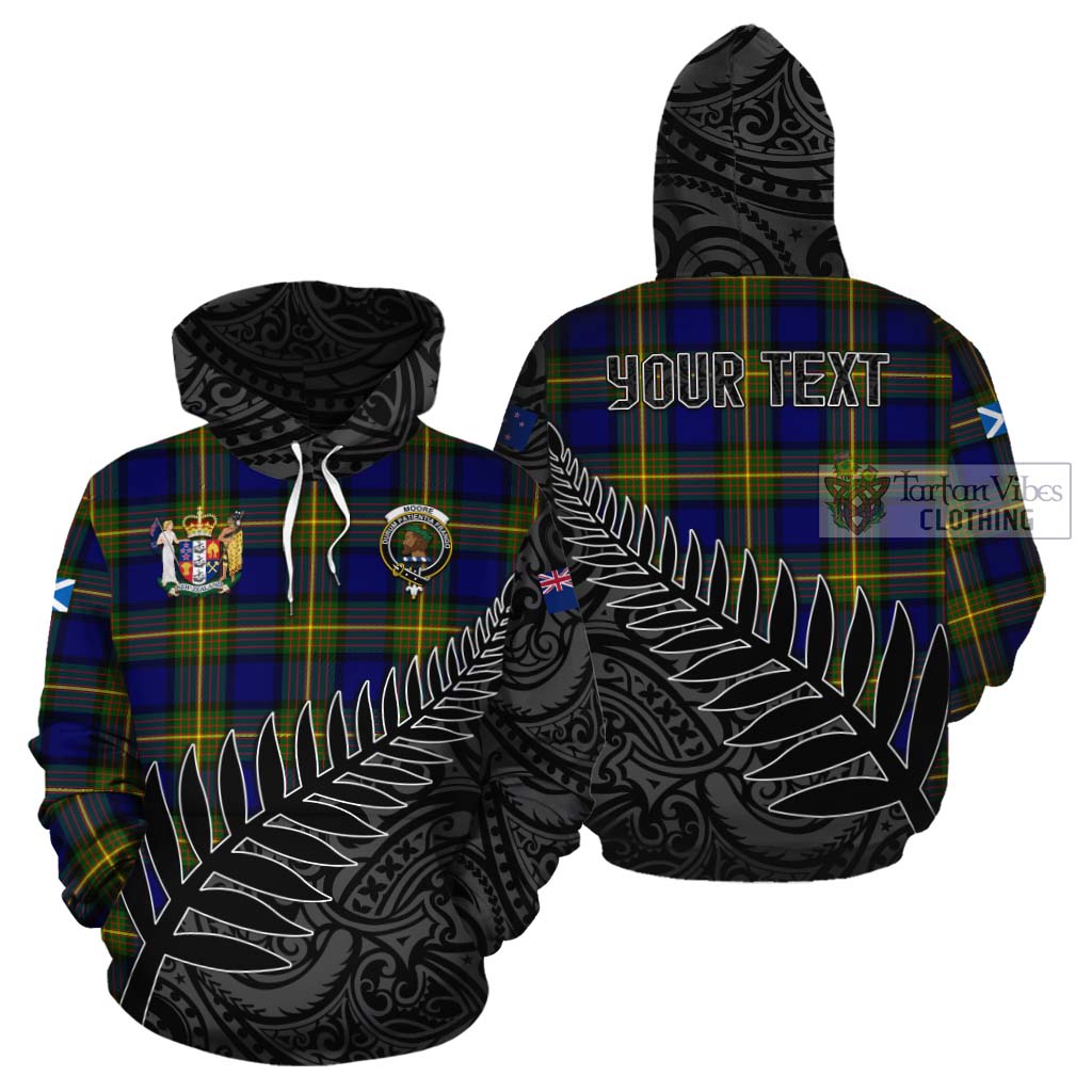 Tartan Vibes Clothing Moore Crest Tartan Cotton Hoodie with New Zealand Silver Fern Half Style