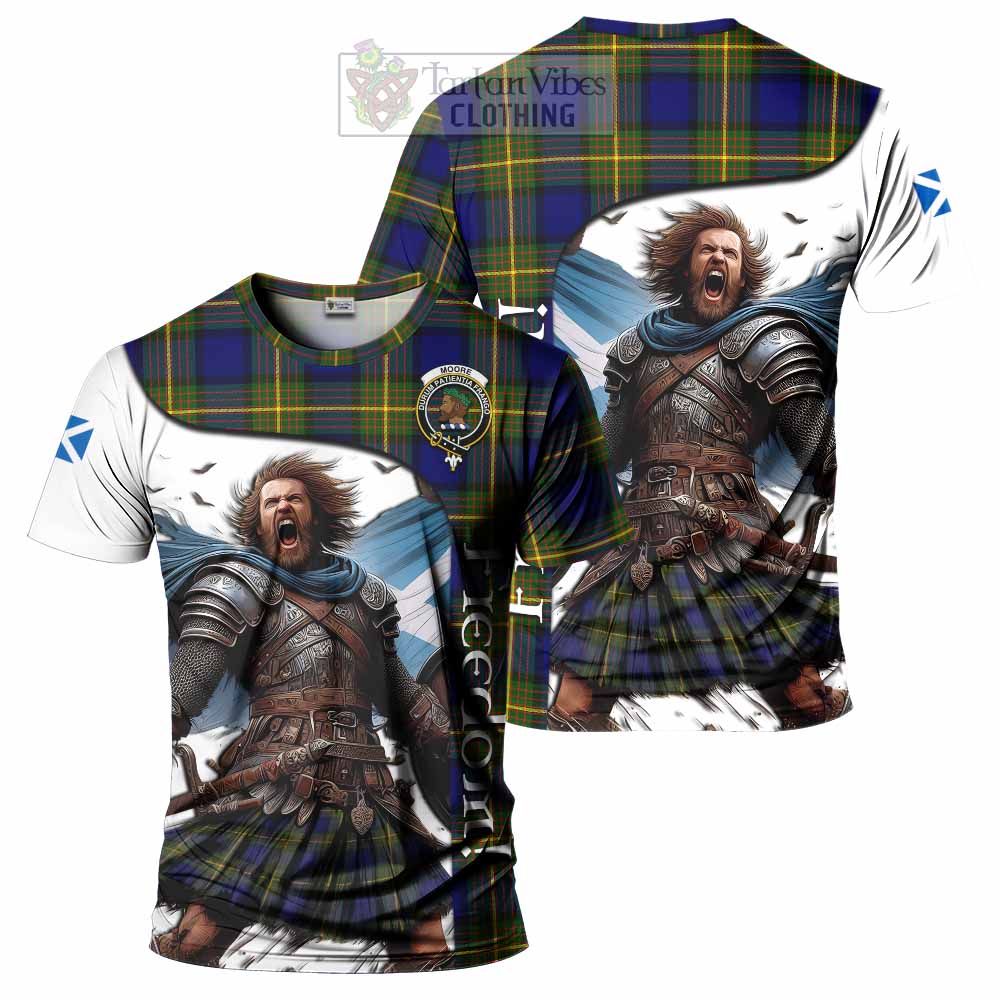 Moore Crest Tartan T-Shirt Inspired by the Freedom of Scottish Warrior - Tartan Vibes Clothing