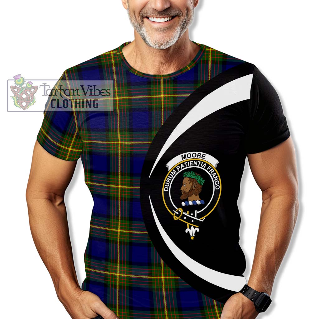 Moore Tartan T-Shirt with Family Crest Circle Style - Tartan Vibes Clothing