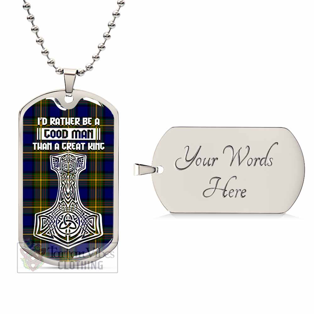 Moore Tartan Dog Tag Necklace Viking Mjolnir Style Silver Yes - Tartan Vibes Clothing