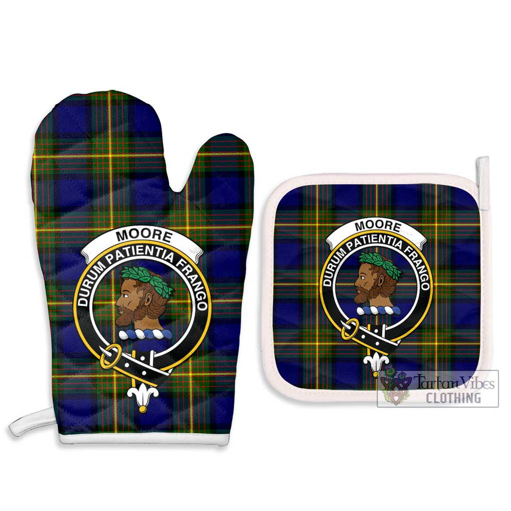 Moore Tartan Combo Oven Mitt & Pot-Holder with Family Crest - Tartan Vibes Clothing