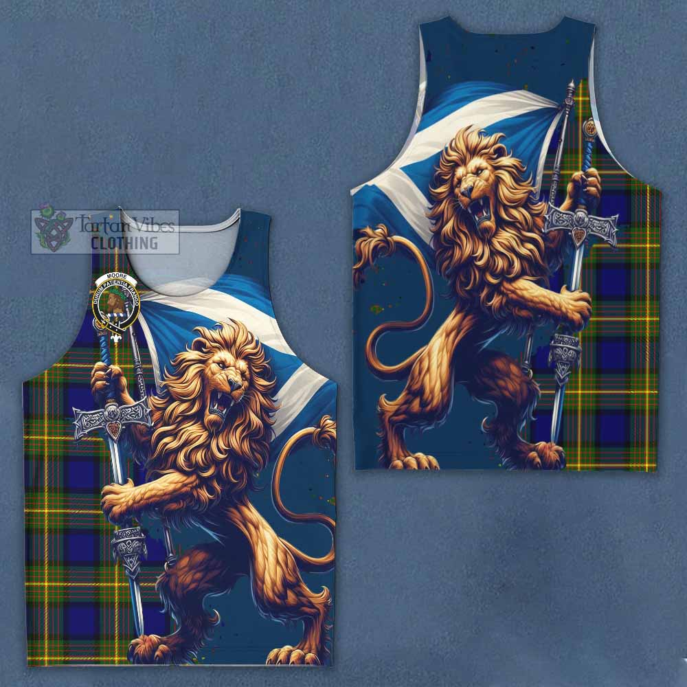 Moore Tartan Family Crest Men's Tank Top with Scottish Majestic Lion - Tartan Vibes Clothing