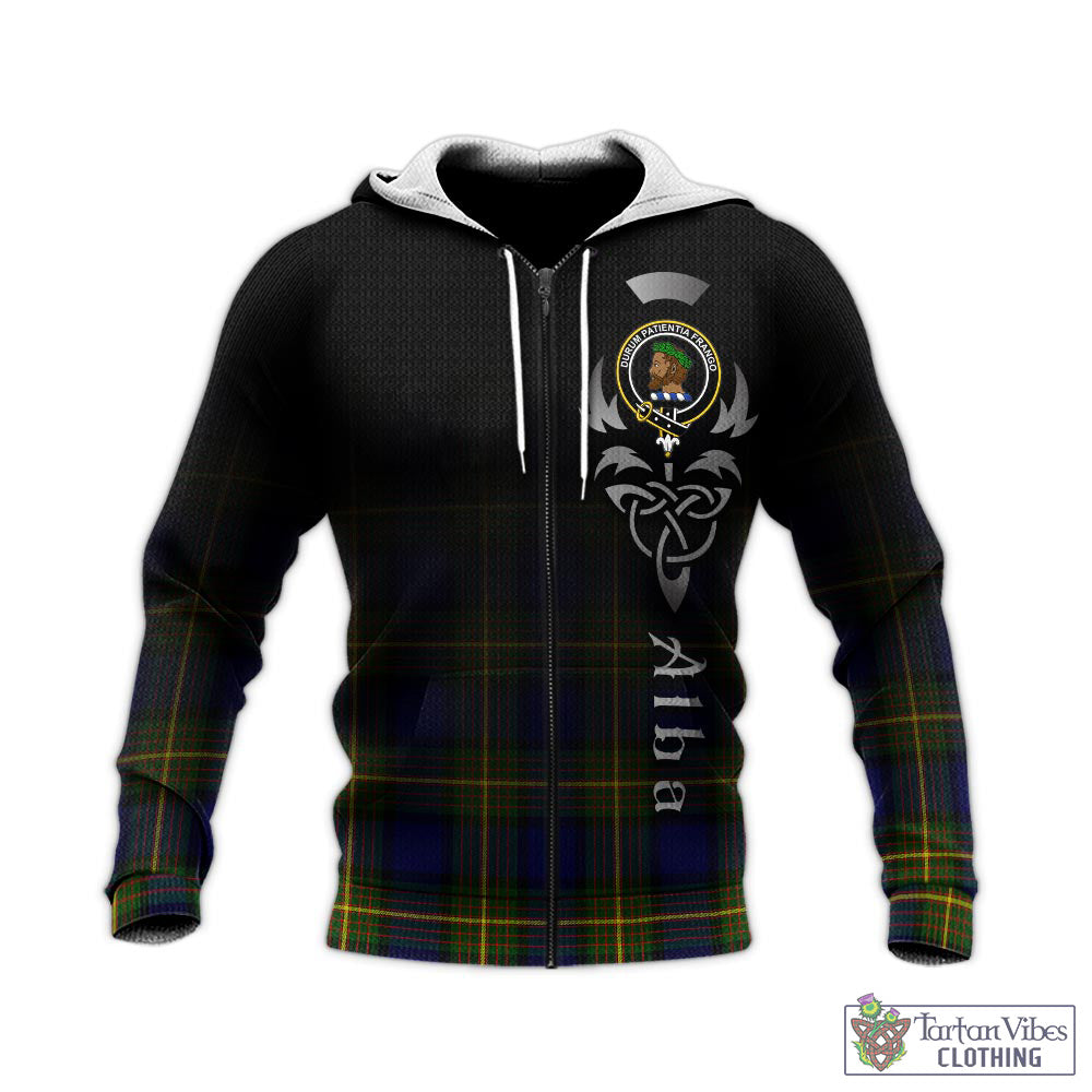 Moore Tartan Knitted Hoodie Featuring Alba Gu Brath Family Crest Celtic Inspired - Tartan Vibes Clothing