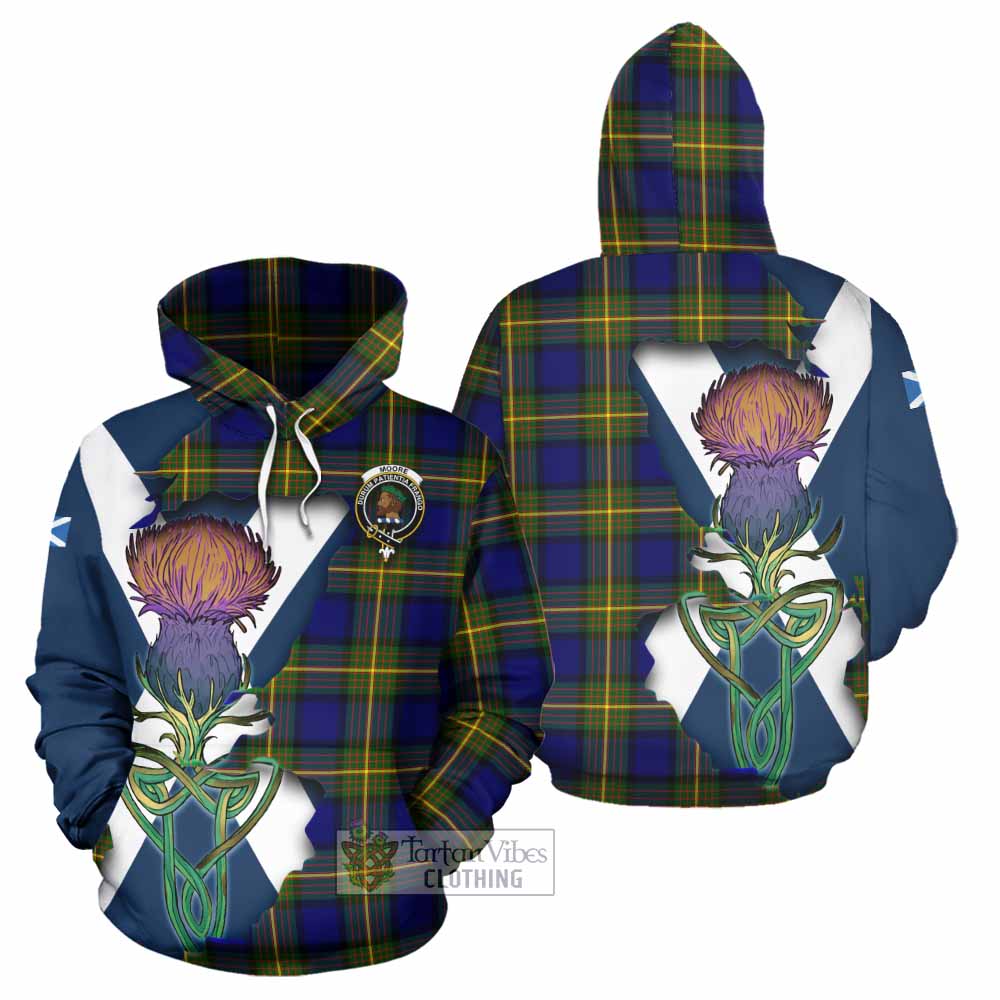 Moore Tartan Family Crest Hoodie Scottish Thistle Celtic Inspired - Tartan Vibes Clothing