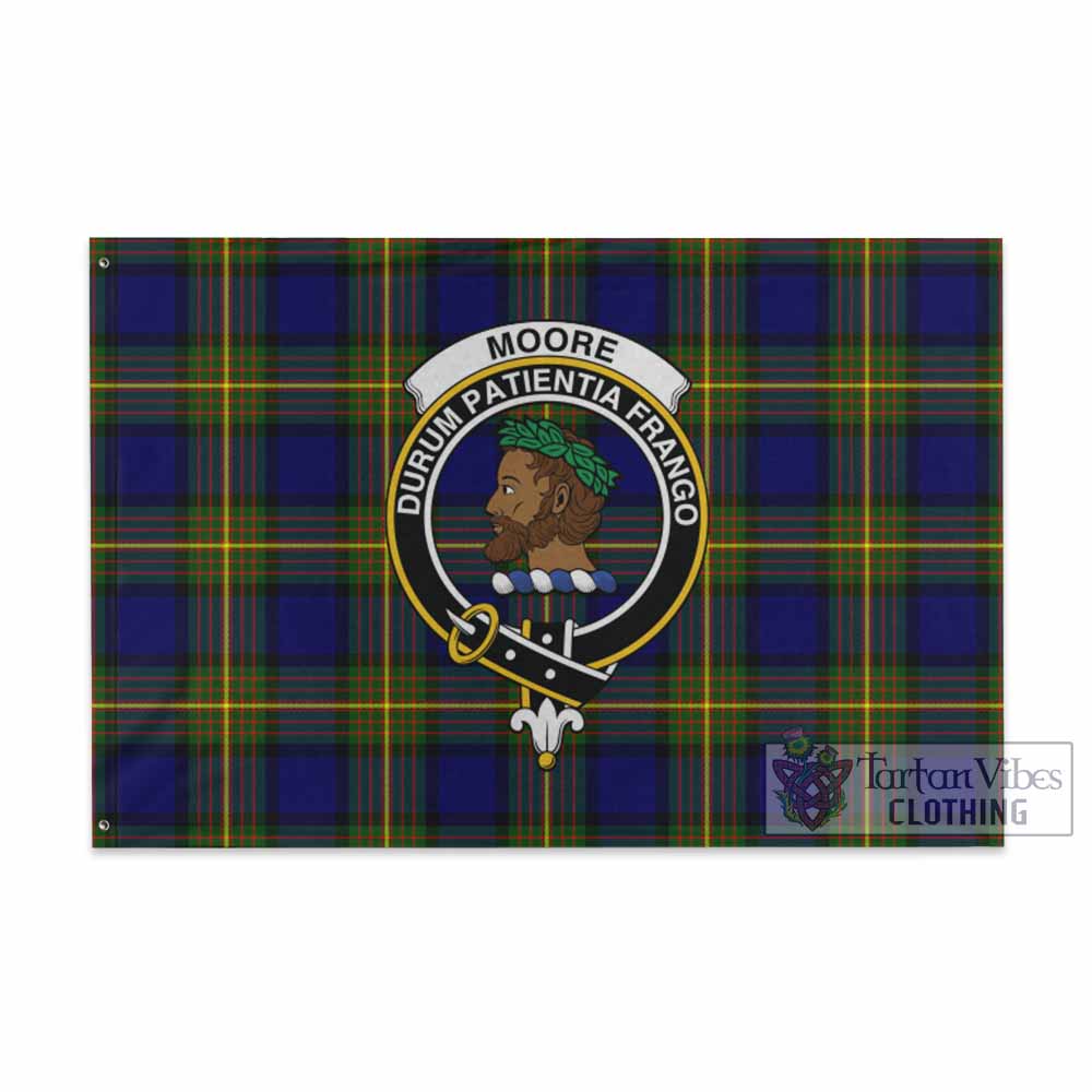 Tartan Vibes Clothing Moore Tartan House Flag with Family Crest