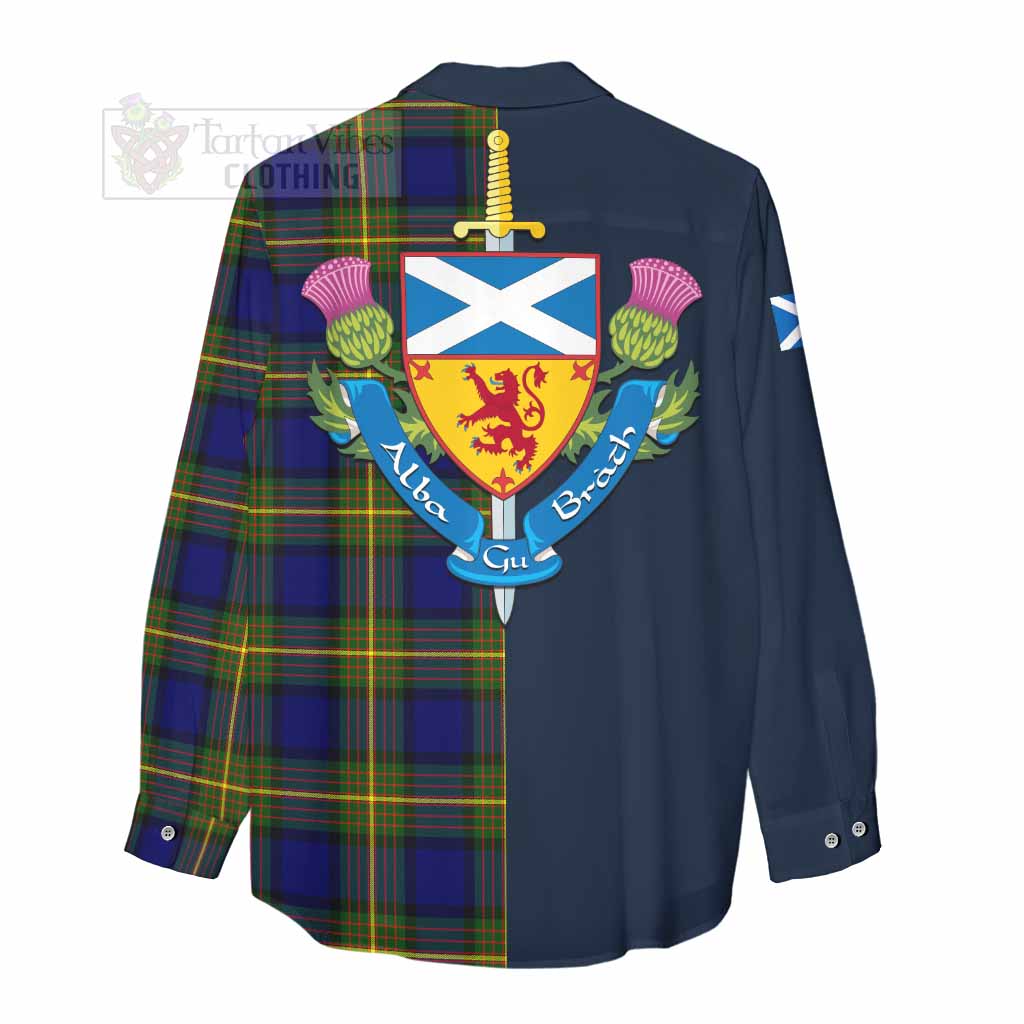 Moore Tartan Women's Casual Shirt Alba with Scottish Lion Royal Arm Half Style - Tartan Vibes Clothing