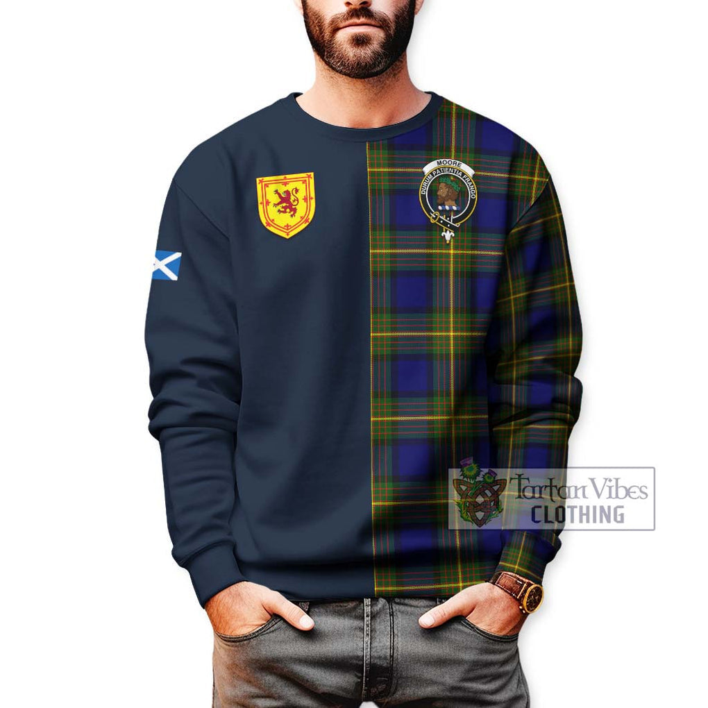 Moore Tartan Sweatshirt Alba with Scottish Lion Royal Arm Half Style - Tartan Vibes Clothing