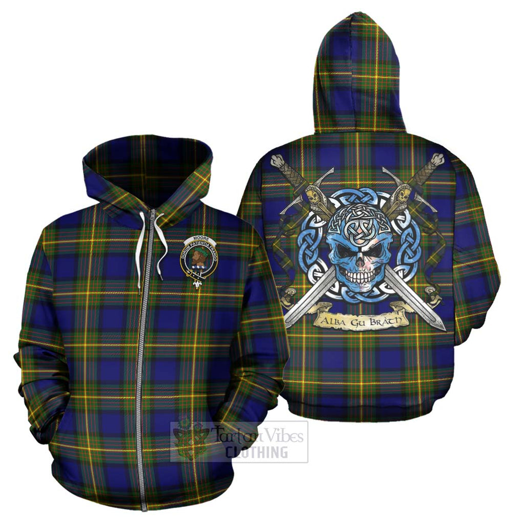 Moore Tartan Hoodie with Family Crest Celtic Skull Style - Tartan Vibes Clothing