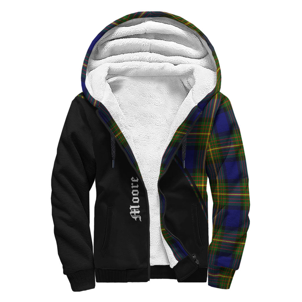 Moore Tartan Sherpa Hoodie with Family Crest Curve Style - Tartan Vibes Clothing