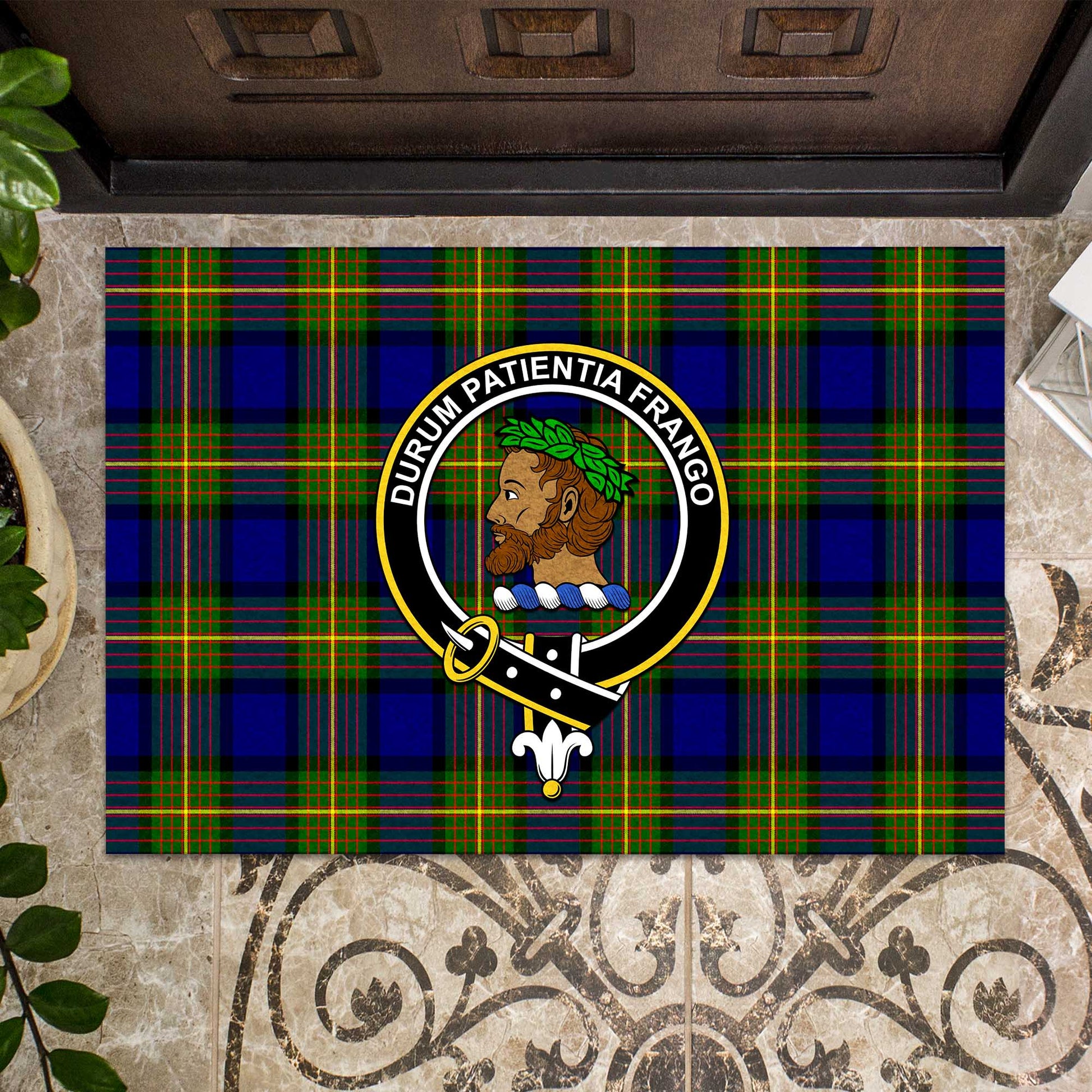 Moore Tartan Rubber Doormat with Family Crest - Tartan Vibes Clothing