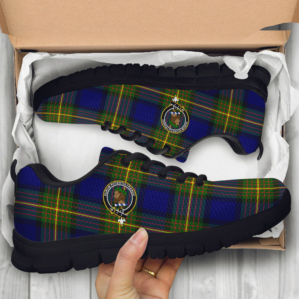 Moore Tartan Sneakers with Family Crest - Tartan Vibes Clothing