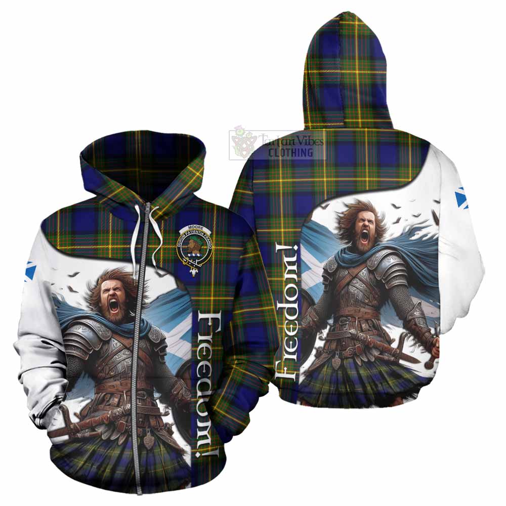 Moore Crest Tartan Hoodie Inspired by the Freedom of Scottish Warrior Zip Hoodie - Tartan Vibes Clothing