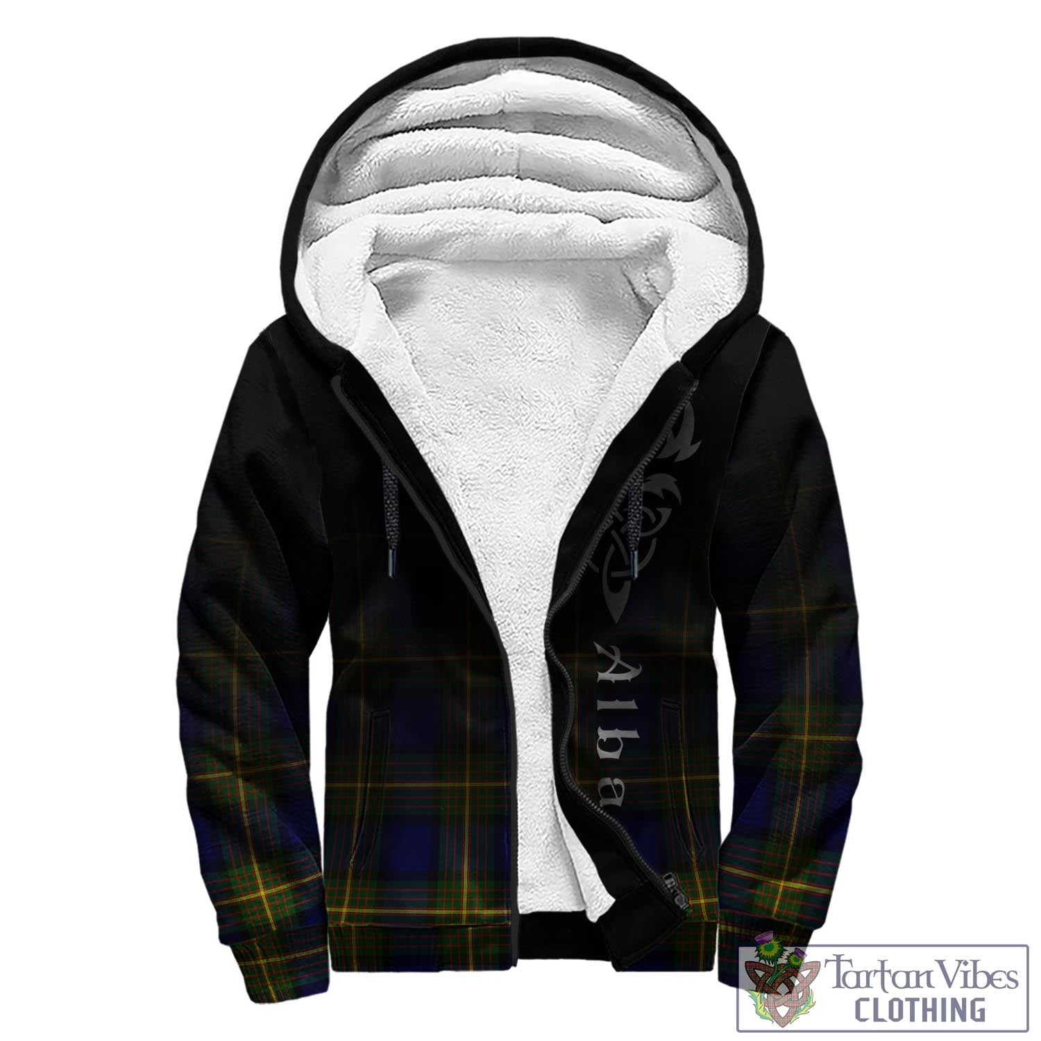Moore Tartan Sherpa Hoodie Featuring Alba Gu Brath Family Crest Celtic Inspired - Tartan Vibes Clothing