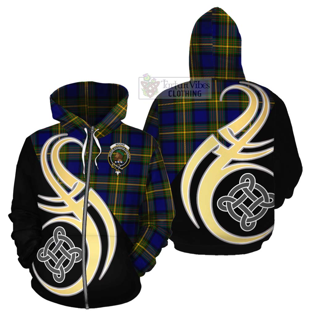 Moore Tartan Cotton Hoodie with Family Crest and Celtic Symbol Style - Tartan Vibes Clothing