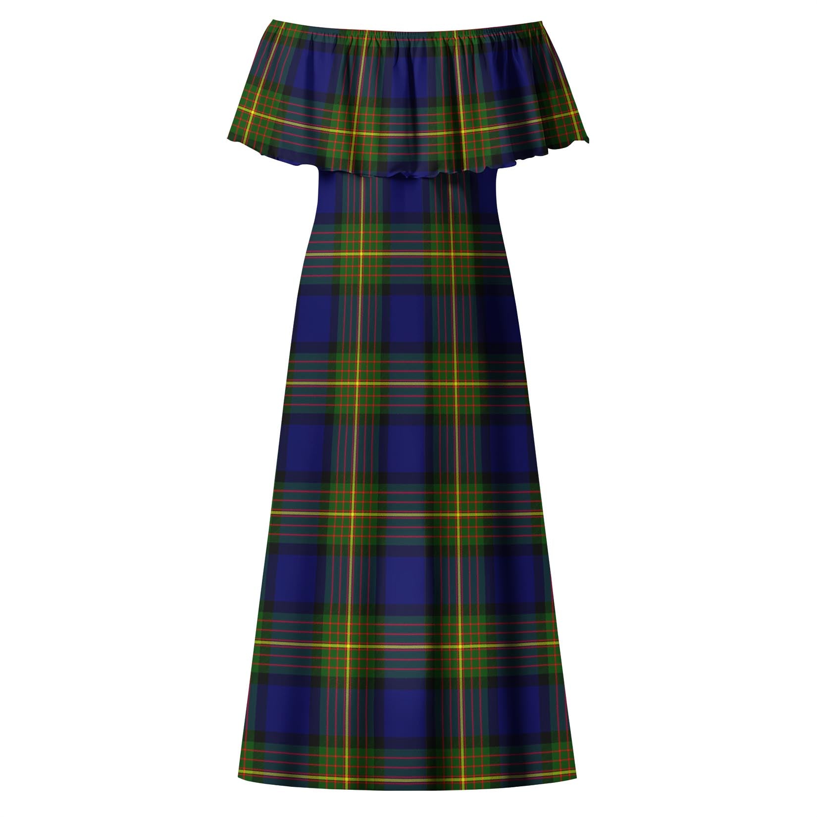 Moore Tartan Off Shoulder Long Dress - Tartan Vibes Clothing