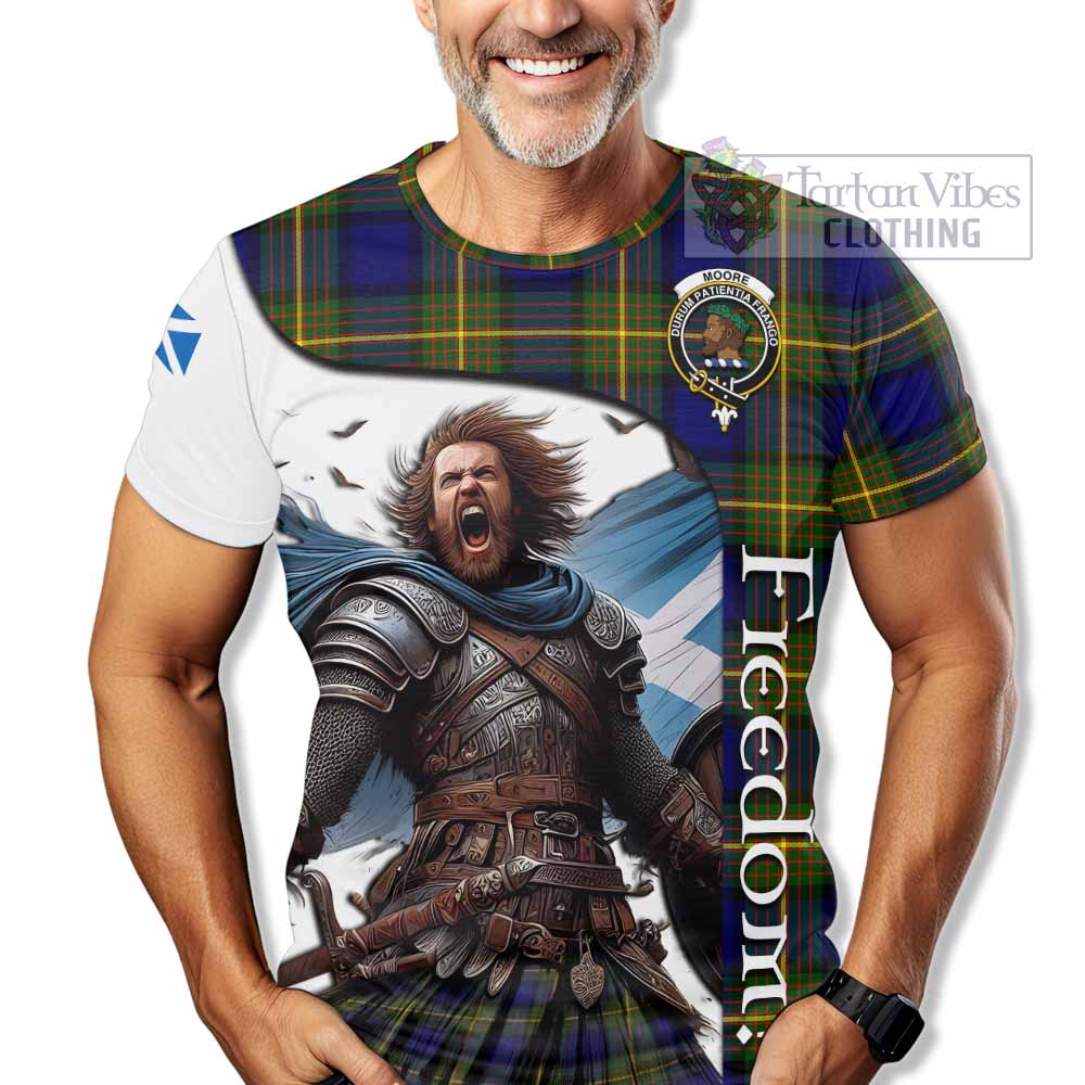 Moore Crest Tartan T-Shirt Inspired by the Freedom of Scottish Warrior - Tartan Vibes Clothing