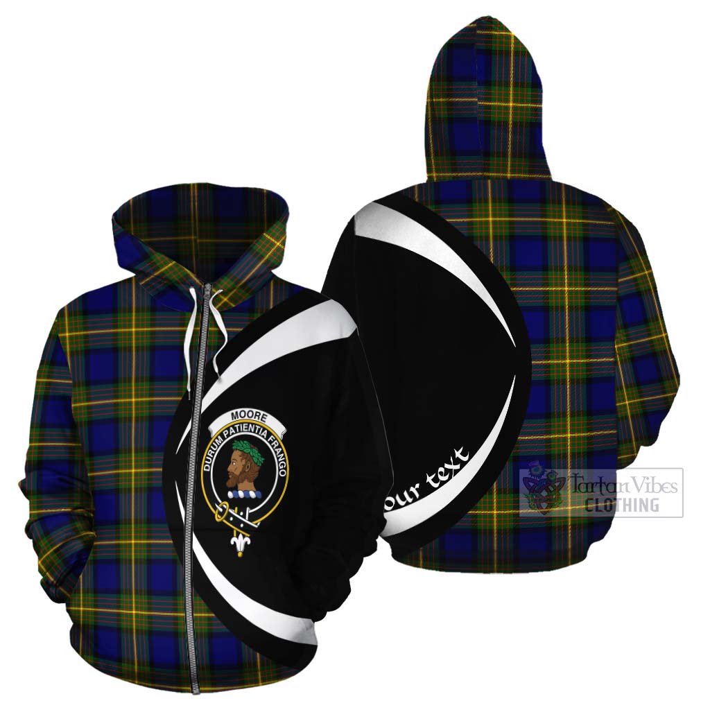 Moore Tartan Cotton Hoodie with Family Crest Circle Style - Tartan Vibes Clothing