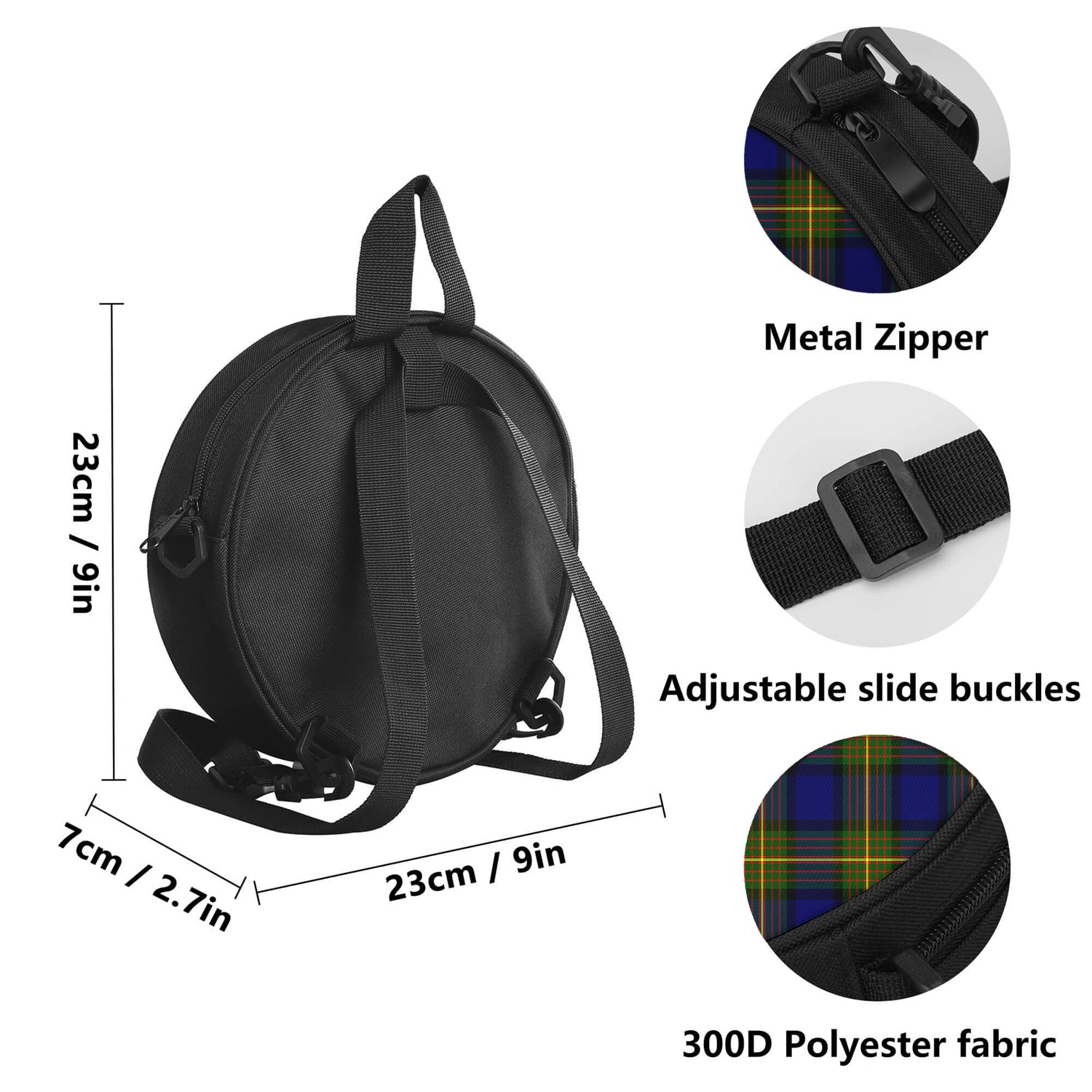 Moore Tartan Round Satchel Bags with Family Crest - Tartan Vibes Clothing