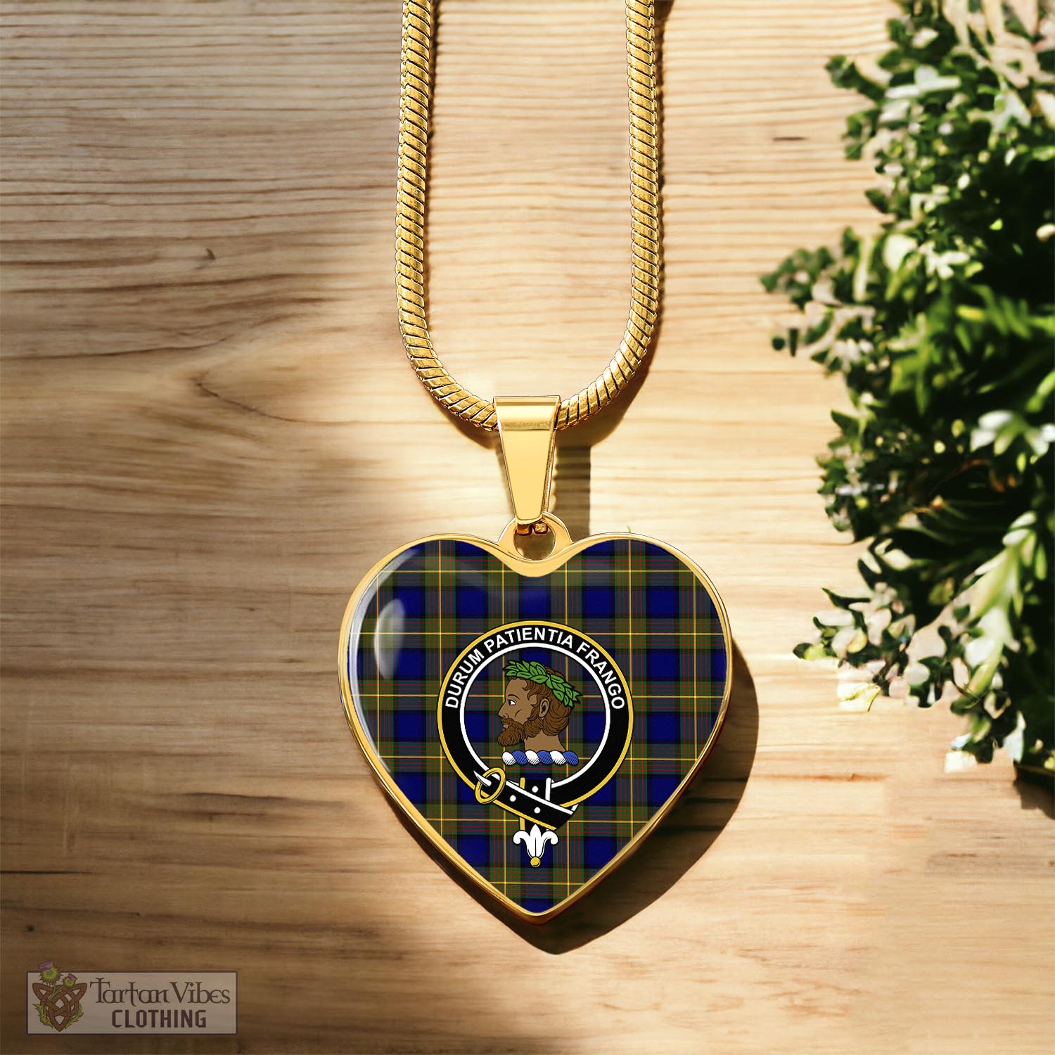 Moore Tartan Heart Necklace with Family Crest Luxury Necklace (Gold) No - Tartan Vibes Clothing