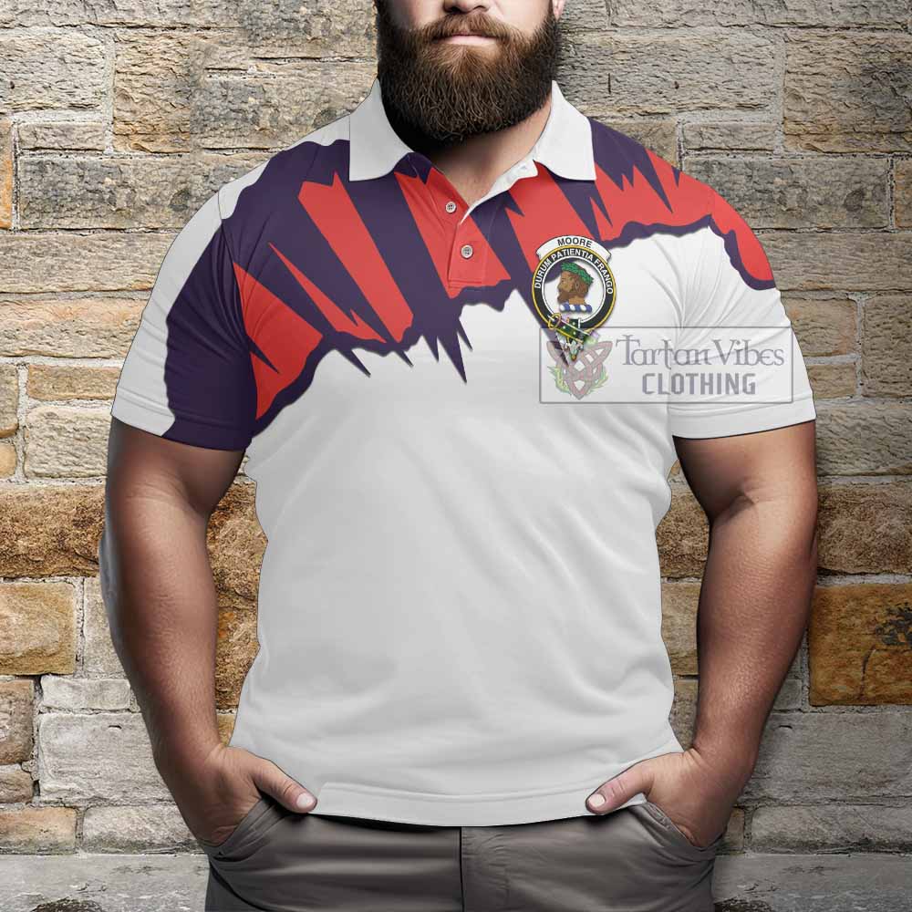 Moore Clan Crest Polo Shirt with Retro Sport Style - 2D-tartanvibesclothing