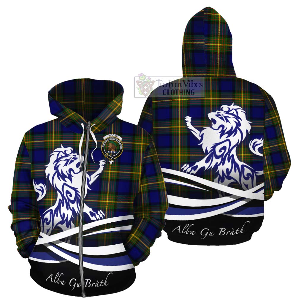 Moore Tartan Cotton Hoodie with Alba Gu Brath Regal Lion Emblem - Tartan Vibes Clothing