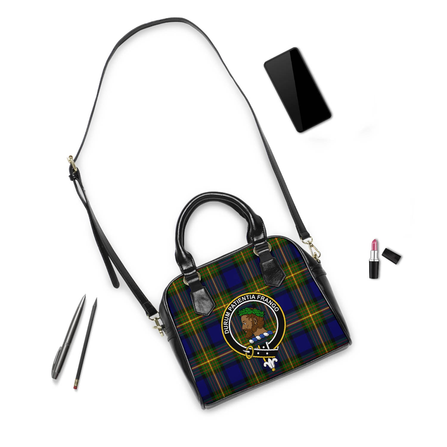 Moore Tartan Shoulder Handbags with Family Crest - Tartan Vibes Clothing