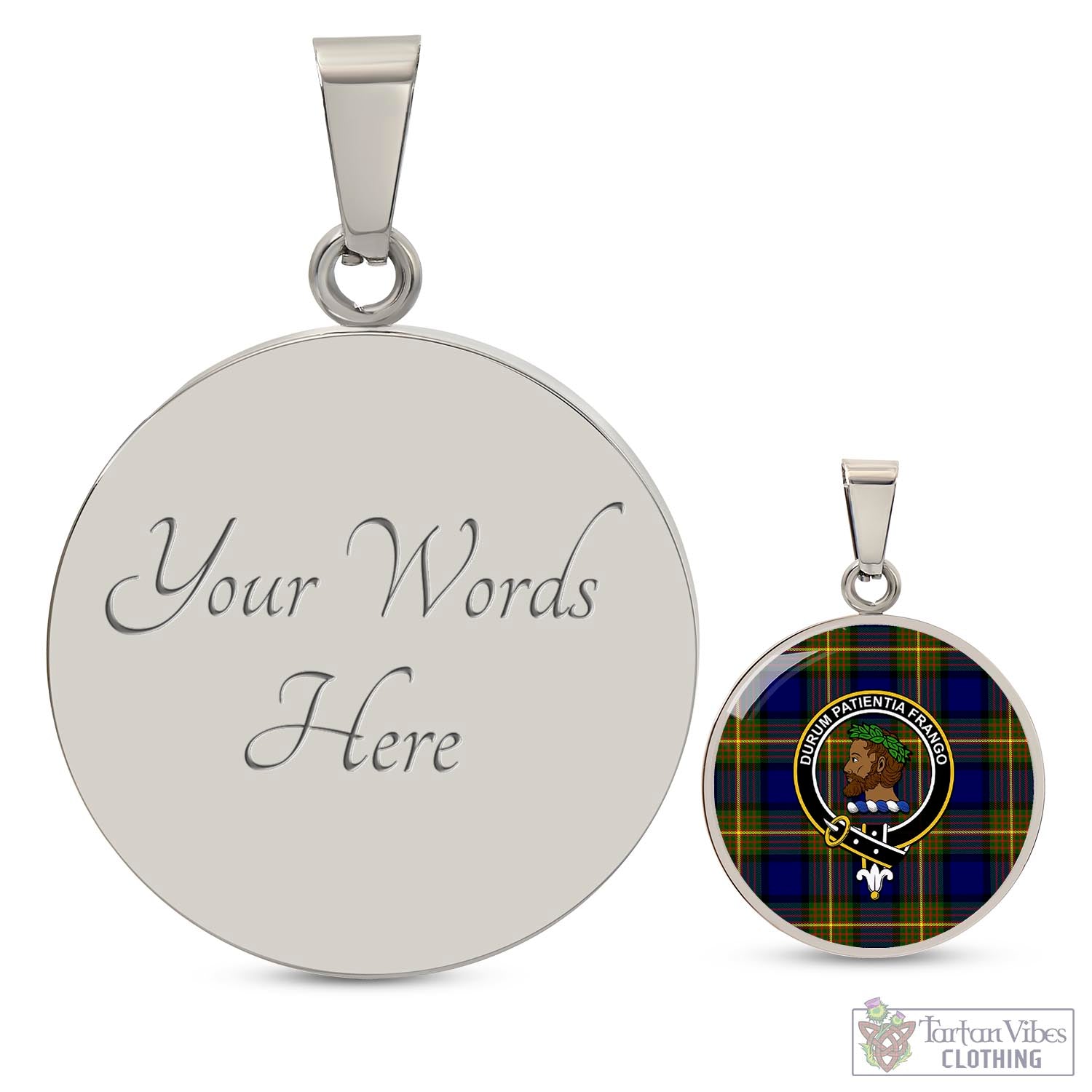 Moore Tartan Circle Necklace with Family Crest Luxury Necklace (Silver) Yes - Tartan Vibes Clothing