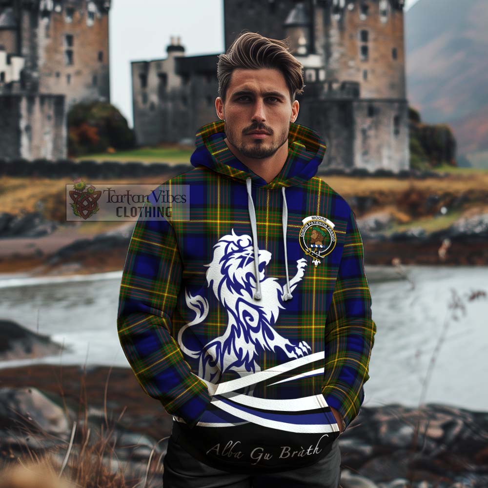 Moore Tartan Cotton Hoodie with Alba Gu Brath Regal Lion Emblem - Tartan Vibes Clothing