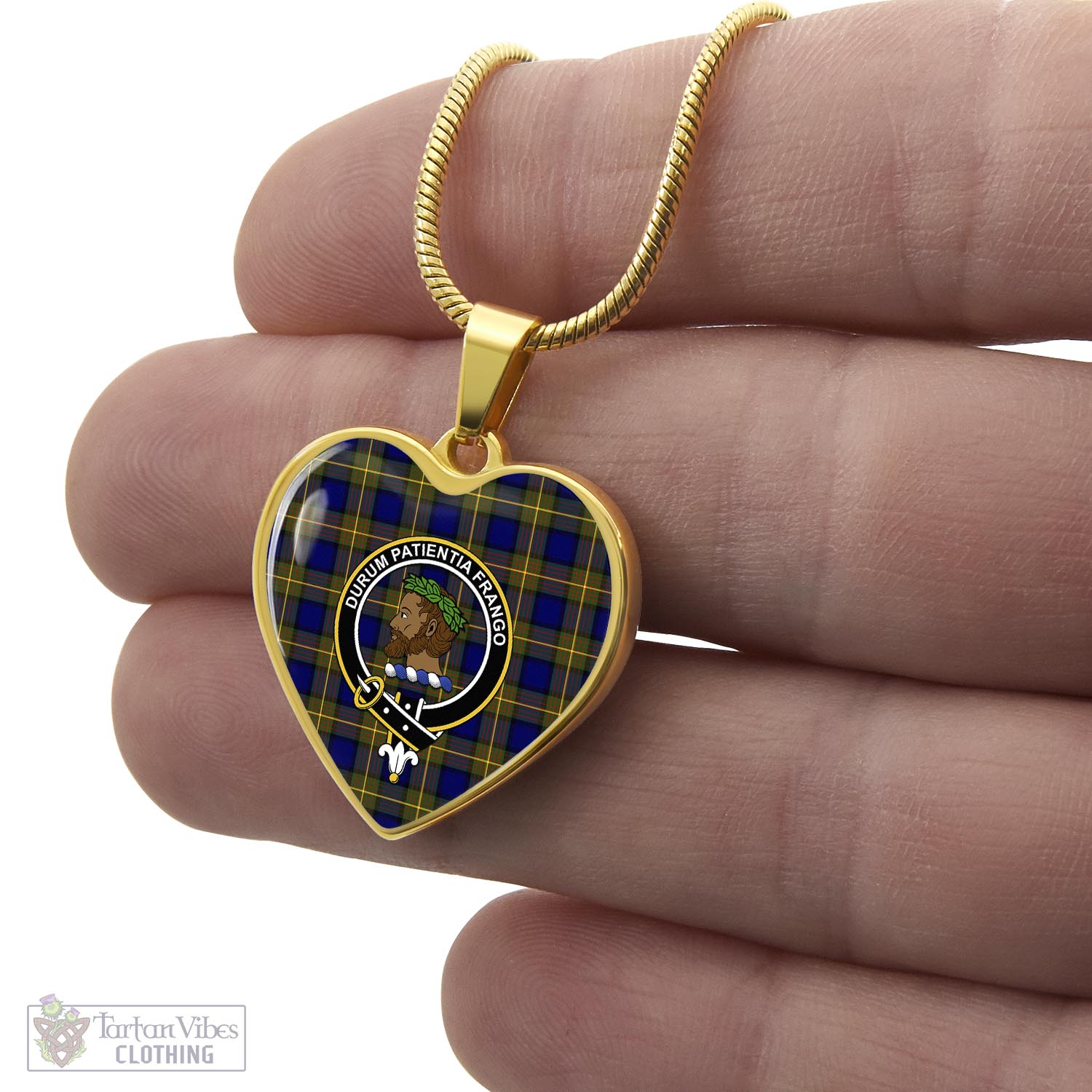 Moore Tartan Heart Necklace with Family Crest - Tartan Vibes Clothing