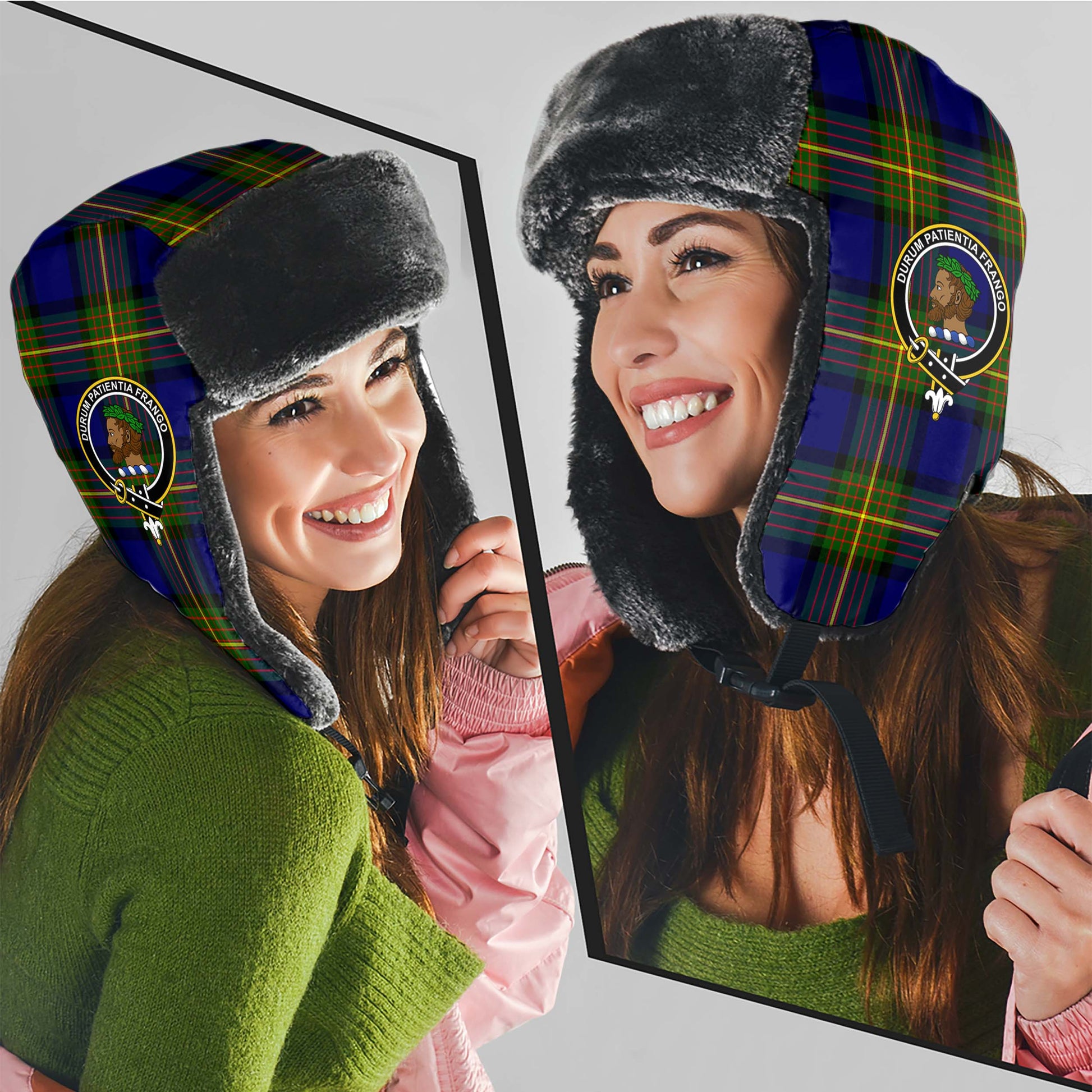 Moore Tartan Winter Trapper Hat with Family Crest - Tartan Vibes Clothing