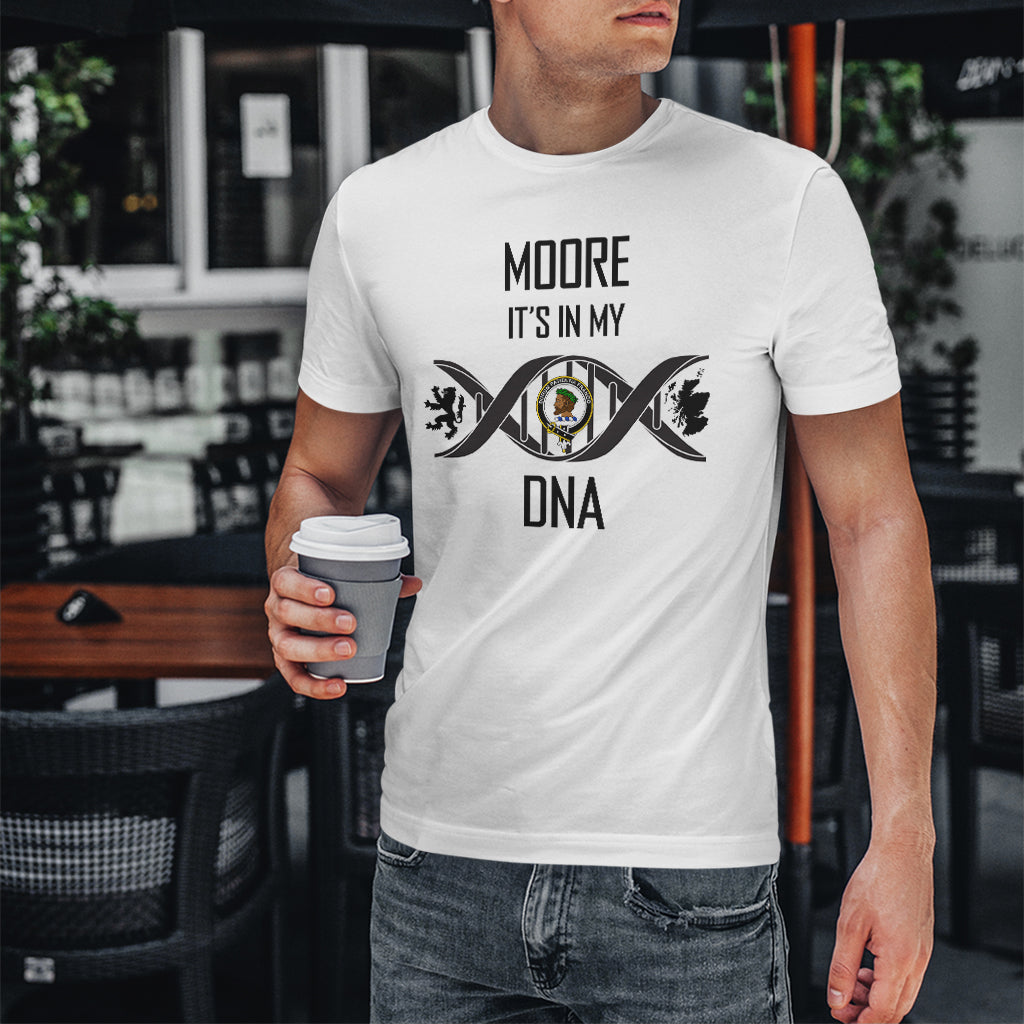 Moore Family Crest DNA In Me Mens Cotton T Shirt - 2D-tartanvibesclothing
