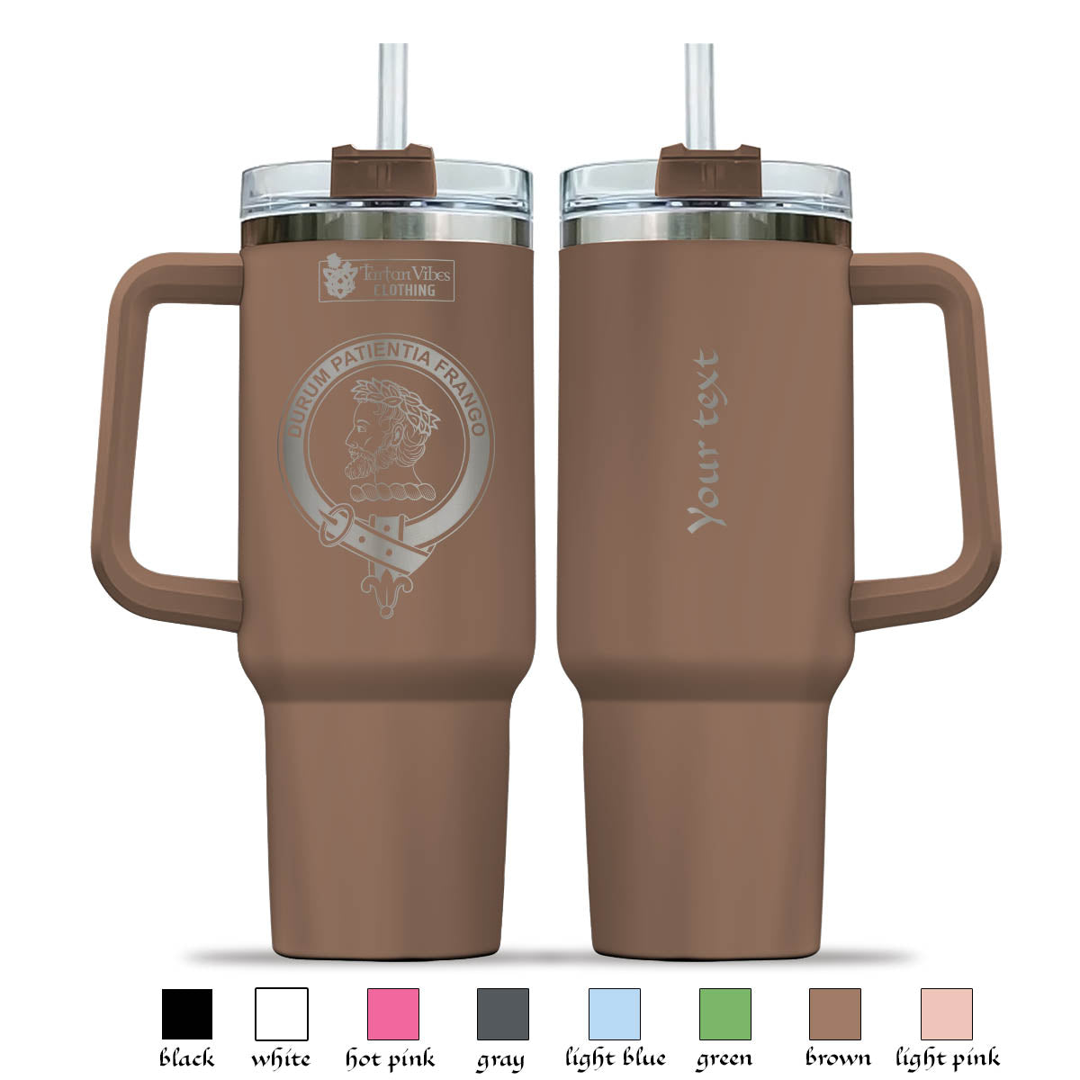 Moore Clan Crest Engraved Tumbler with Handle - 2D-tartanvibesclothing