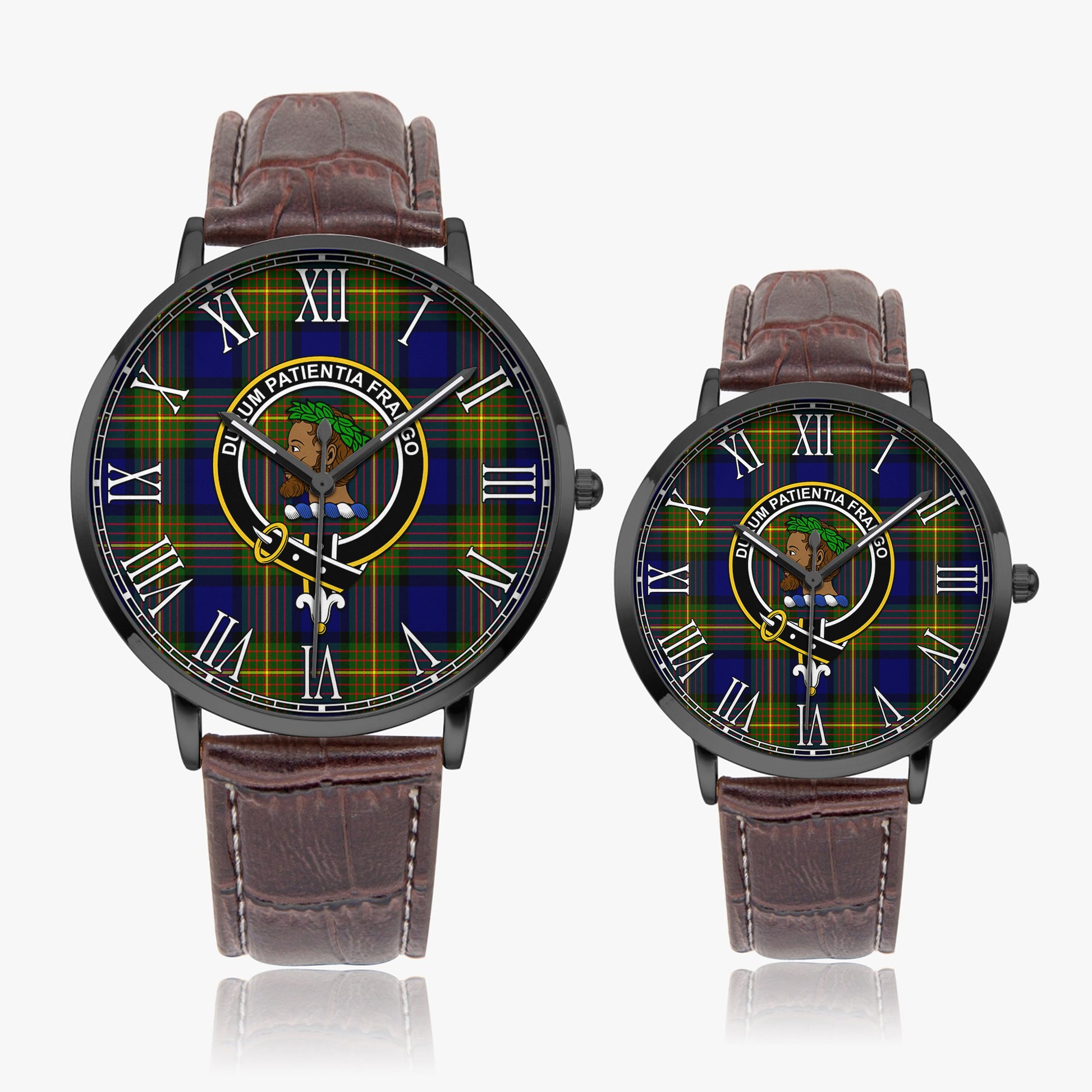 Moore Tartan Family Crest Leather Strap Quartz Watch - Tartan Vibes Clothing