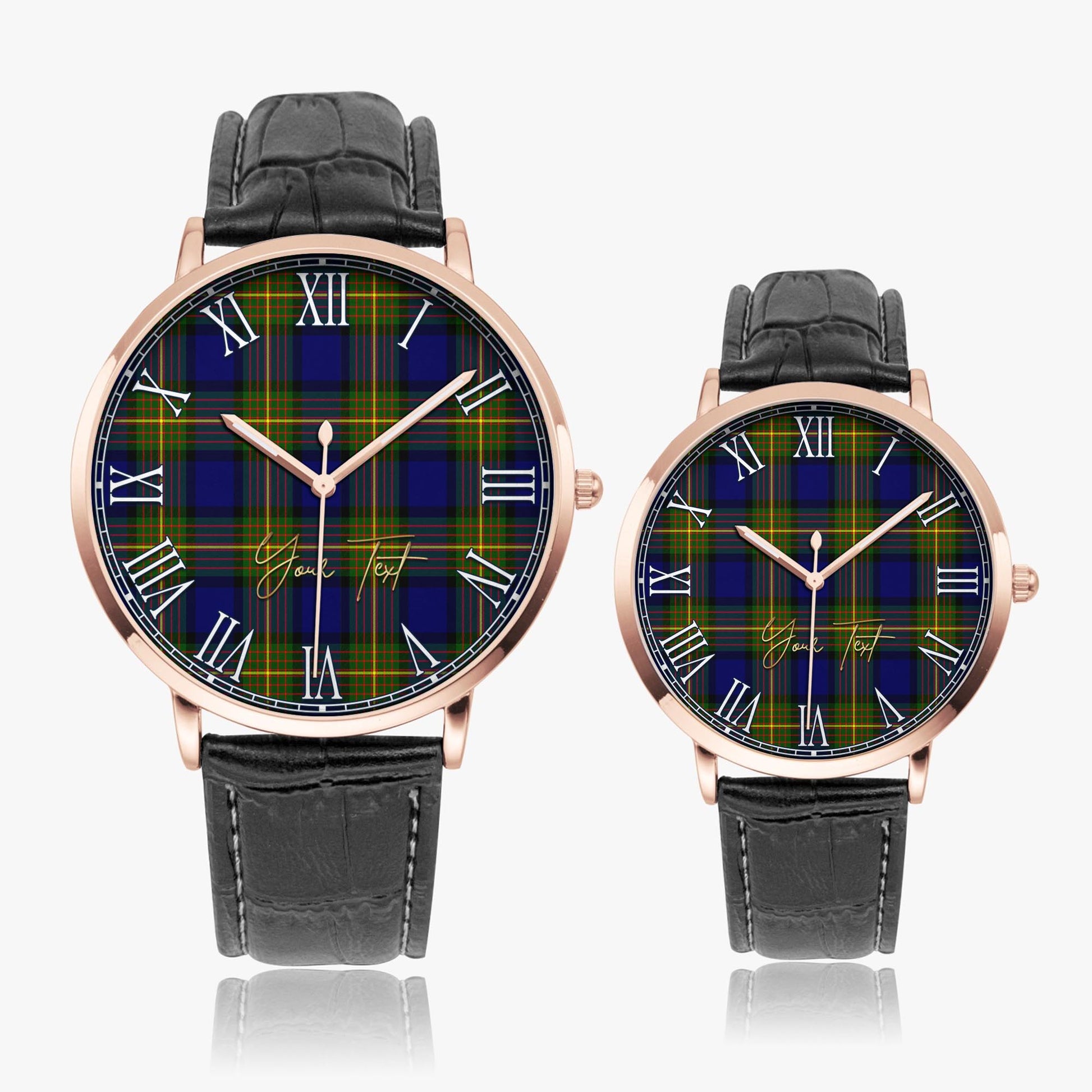 Moore Tartan Personalized Your Text Leather Trap Quartz Watch - Tartan Vibes Clothing