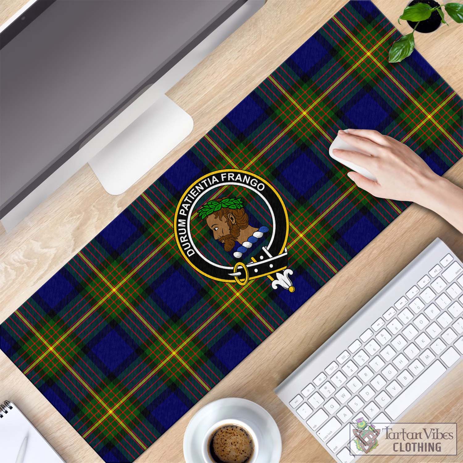 Tartan Vibes Clothing Moore Tartan Mouse Pad with Family Crest