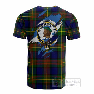 Moore Clan Crest In Me Tartan Cotton T-shirt Scotland Flag Style