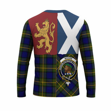 Moore Crest Tartan Long Sleeve T-Shirt with Lion Rampant Saltire Style