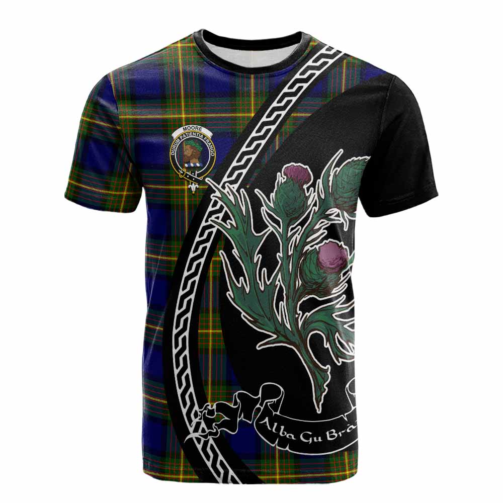 Moore Family Crest Tartan Cotton T-shirt Alba Thistle Inspired - Tartan Vibes Clothing